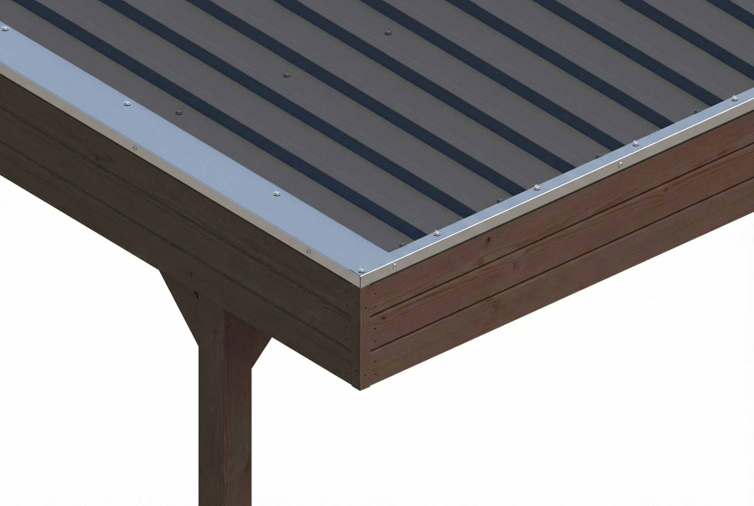 Carport Friesland Set G, 546 x 555 cm, mit einem Einfahrtsbogen, nussbaum