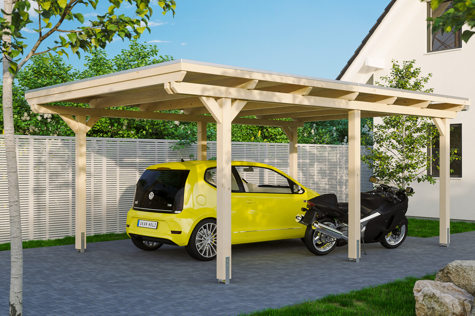 Carport Emsland 404 x 604 cm mit Aluminiumdach, natur