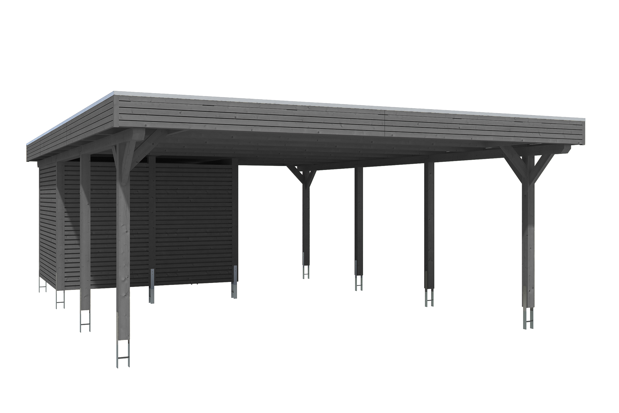 Produktbild: Carport Spessart 611 x 846 cm mit Abstellraum, farblich behandelt in schiefergrau