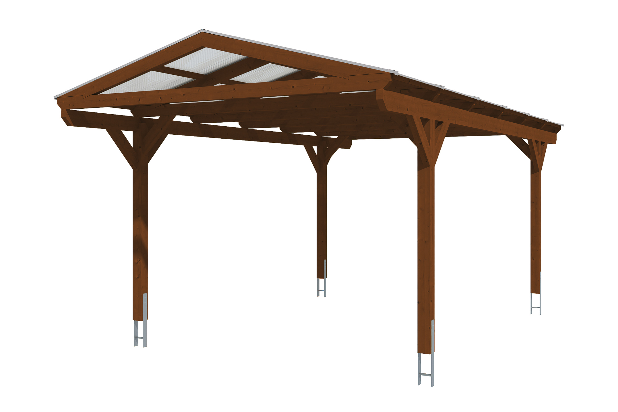 Produktbild: Carport Westerwald 362 x 648 cm, farblich behandelt in nussbaum
