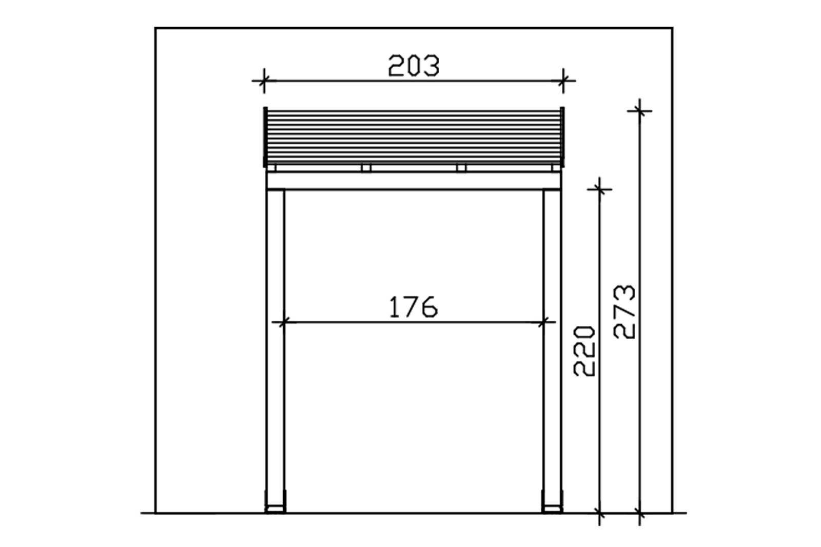 Huisdeur-afdak Prerow, schuin dak 203 x 128 cm, onbehandeld