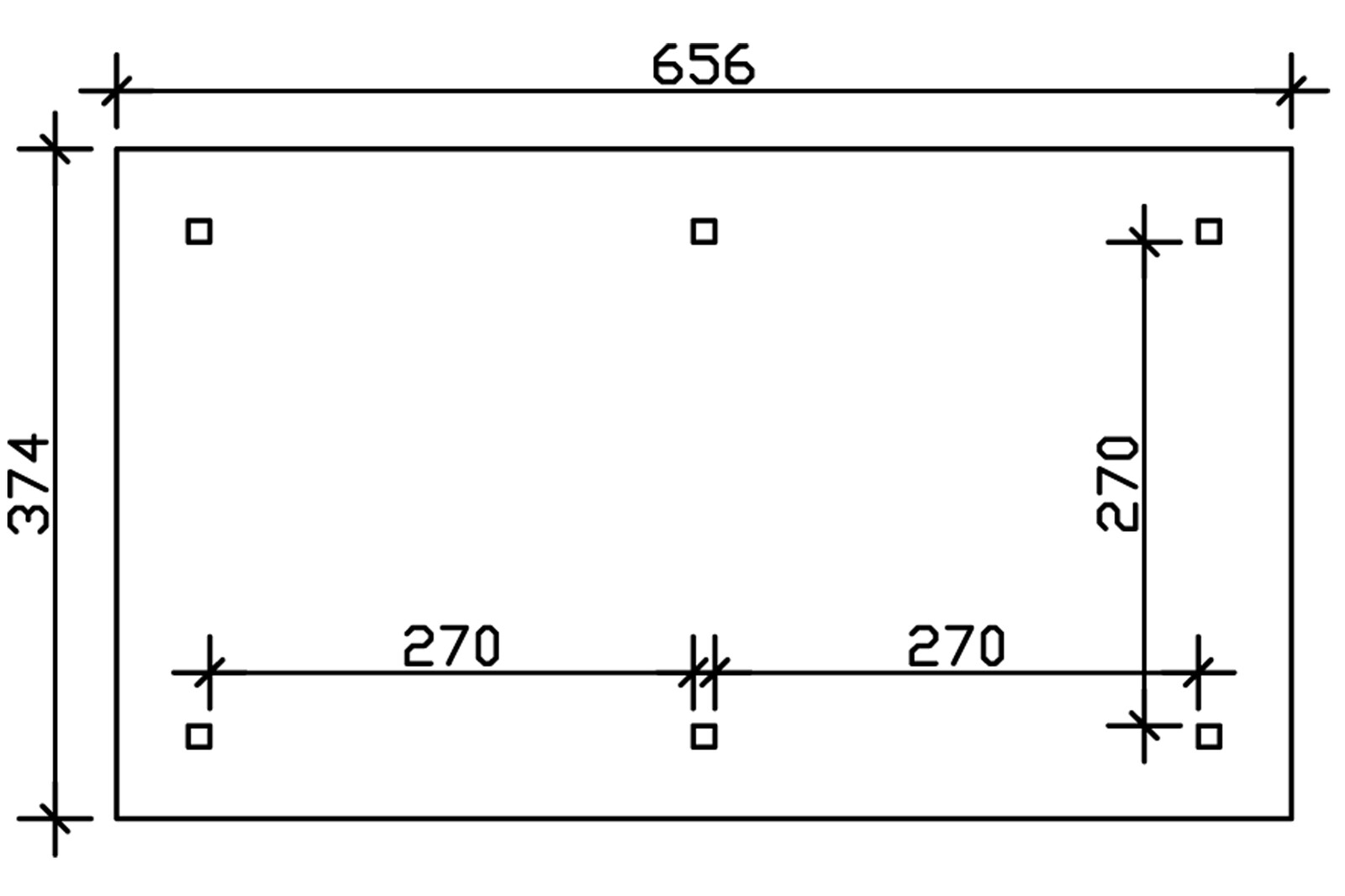 Paviljoen Orleans maat 1, 374 x 656 cm, vierhoekig, onbehandeld