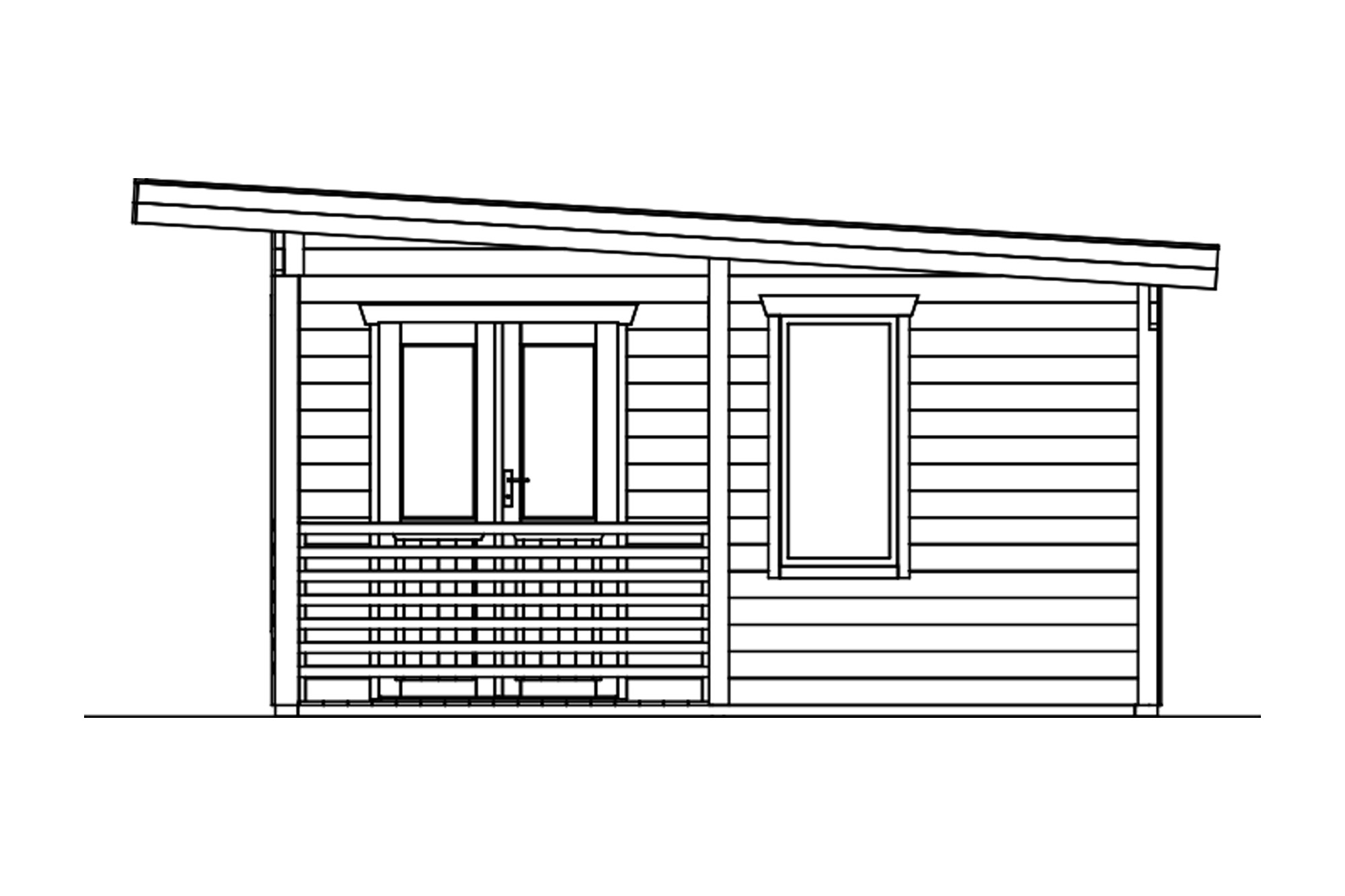 Grafik (Ansicht rechts): Gartenhaus Arnheim