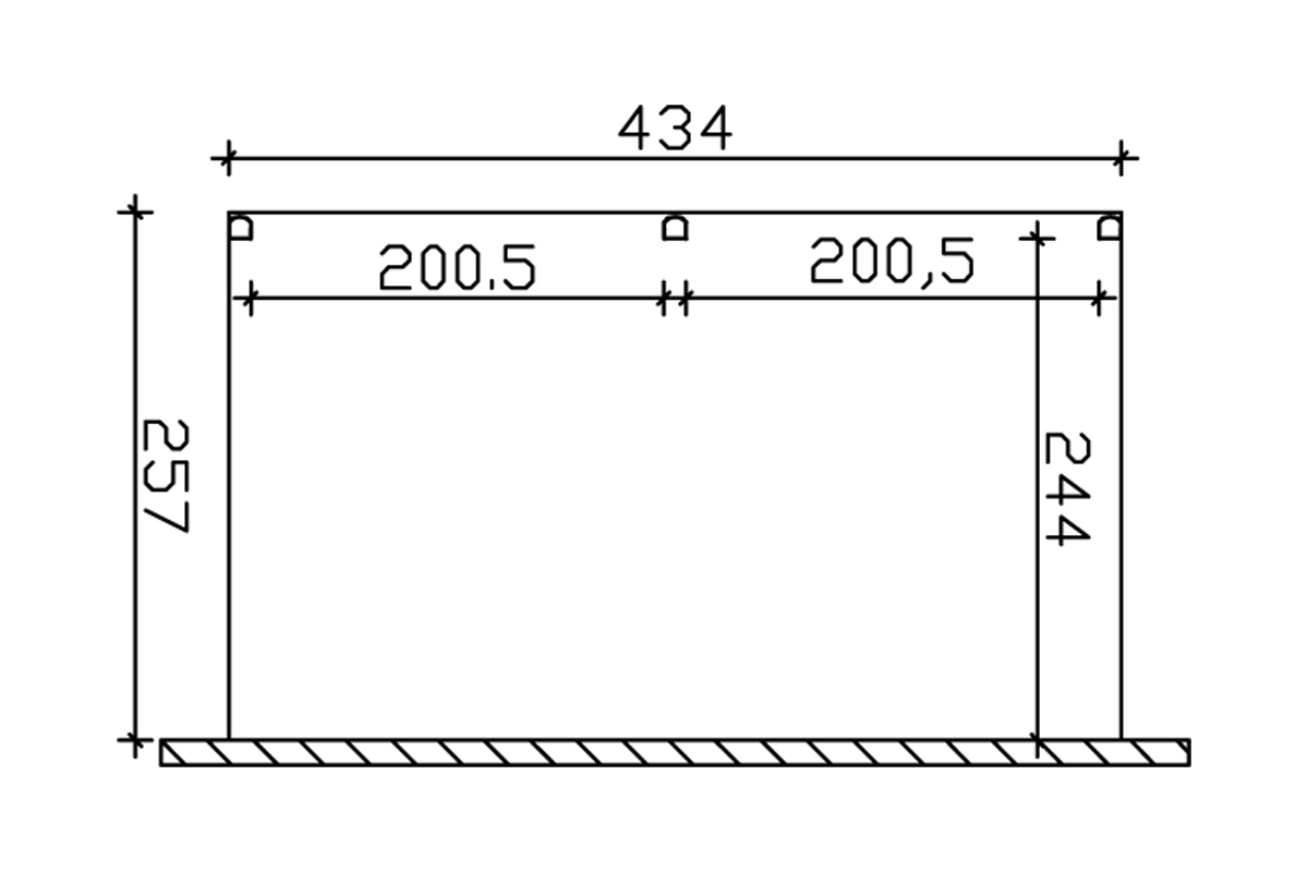 Grafik (Grundriss): Terrassenüberdachung Monza 434x257 cm