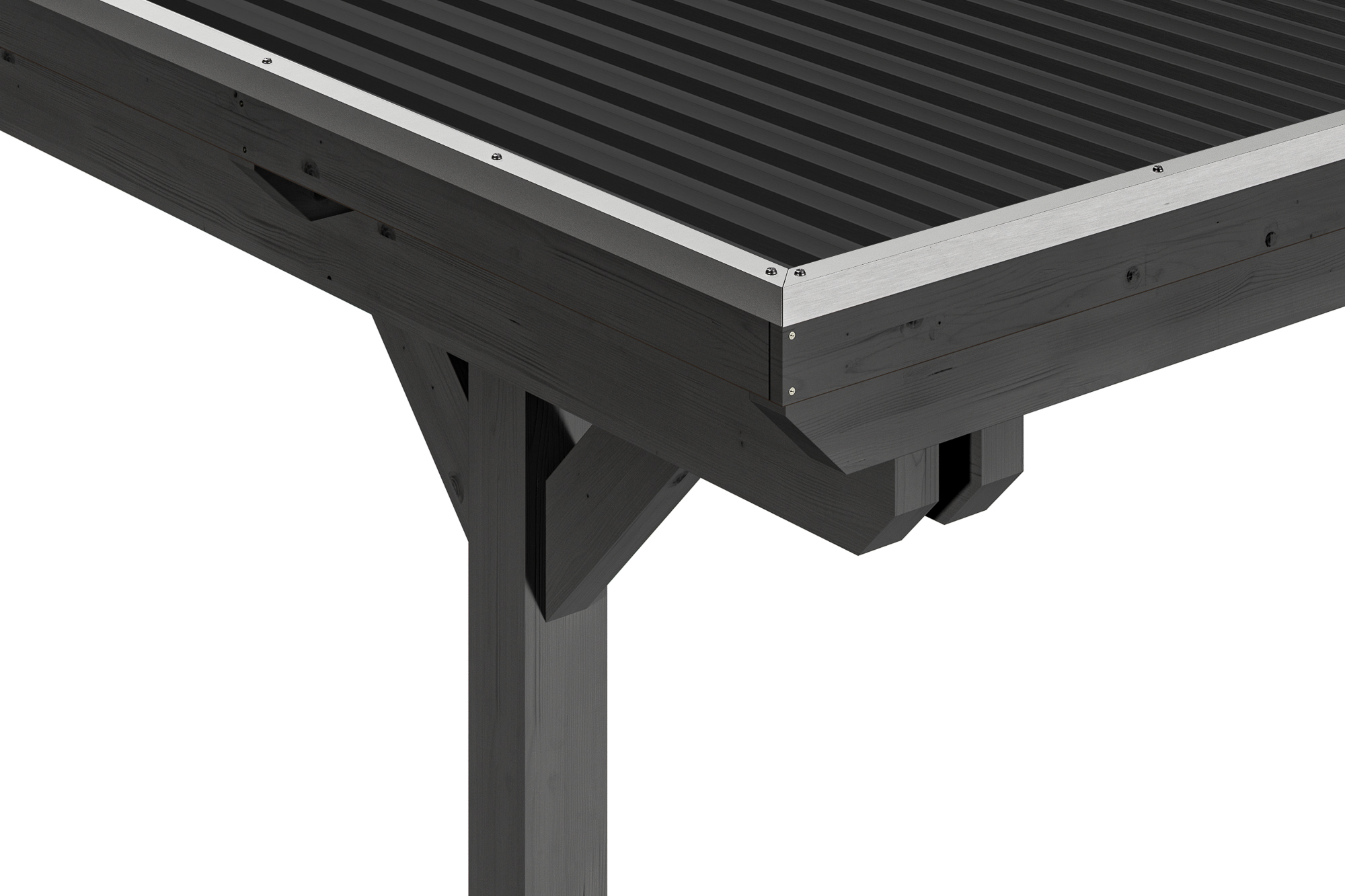 Carport Emsland 613 x 604 cm, gelakt in leigrijs, met Aluminium dakplaten