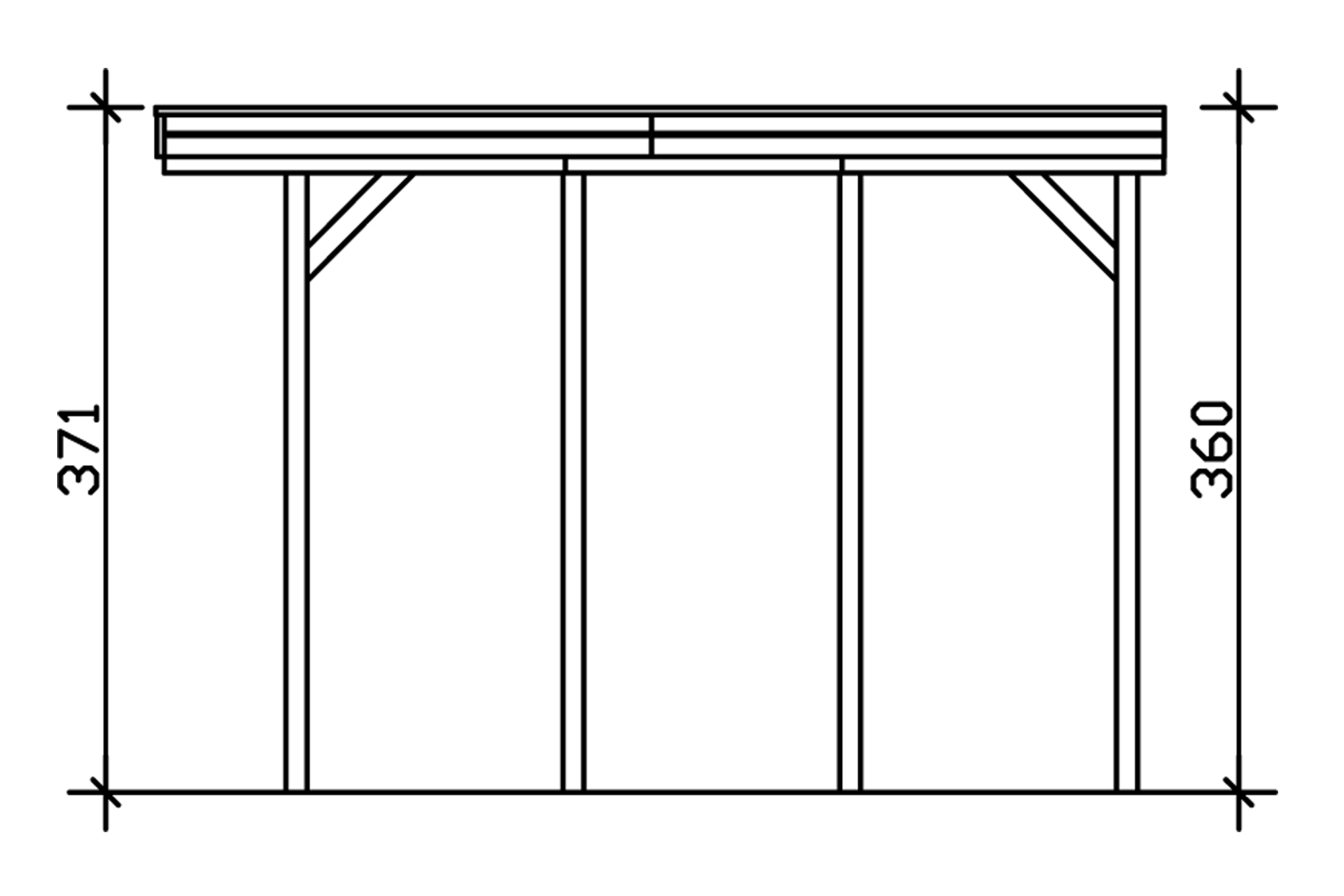 Grafik (Schnitt): Carport Friesland Caravan 397 x 555 cm
