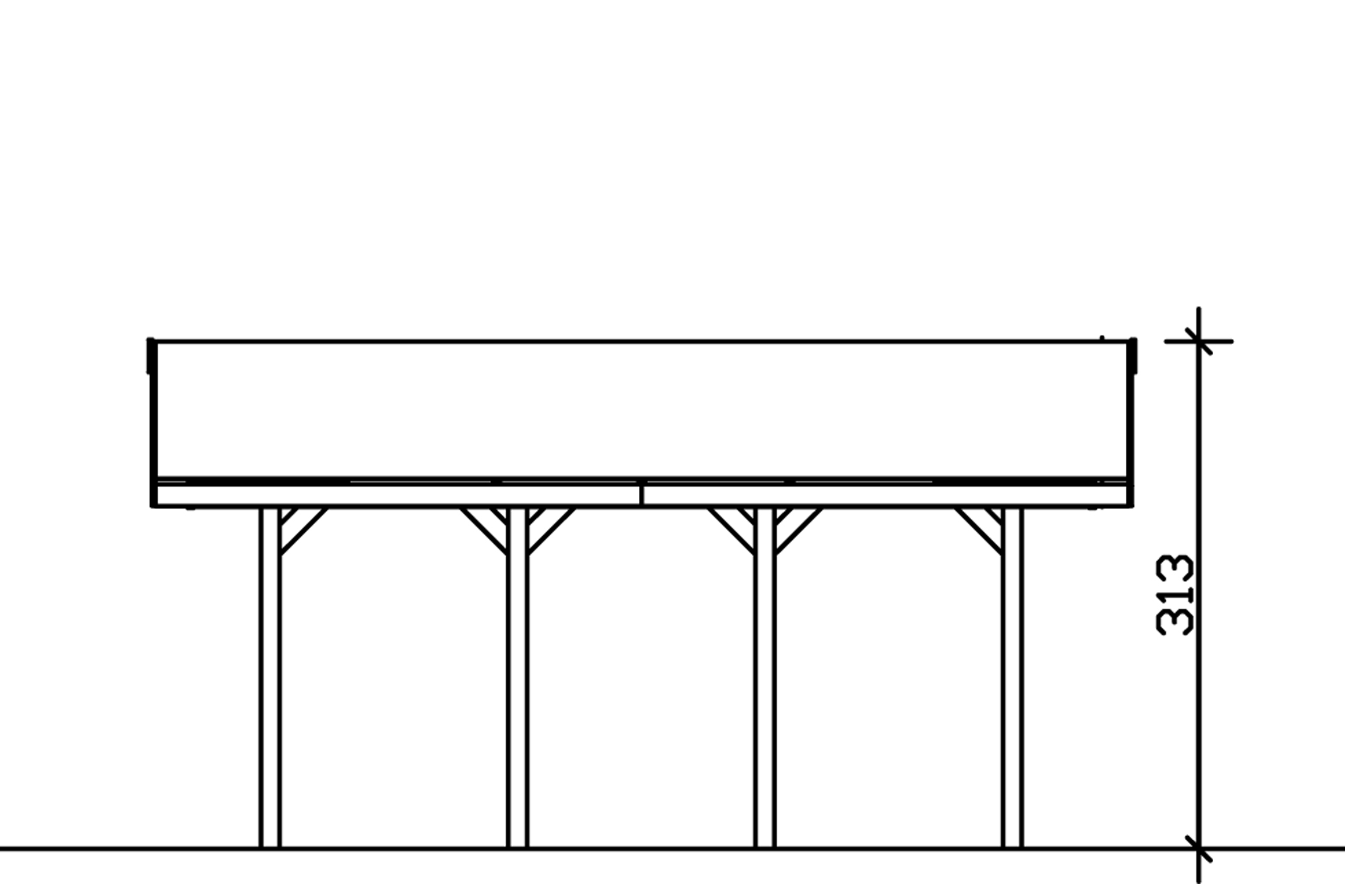 Carport Wallgau 380 x 600 cm, schiefergrau, Dachlattung