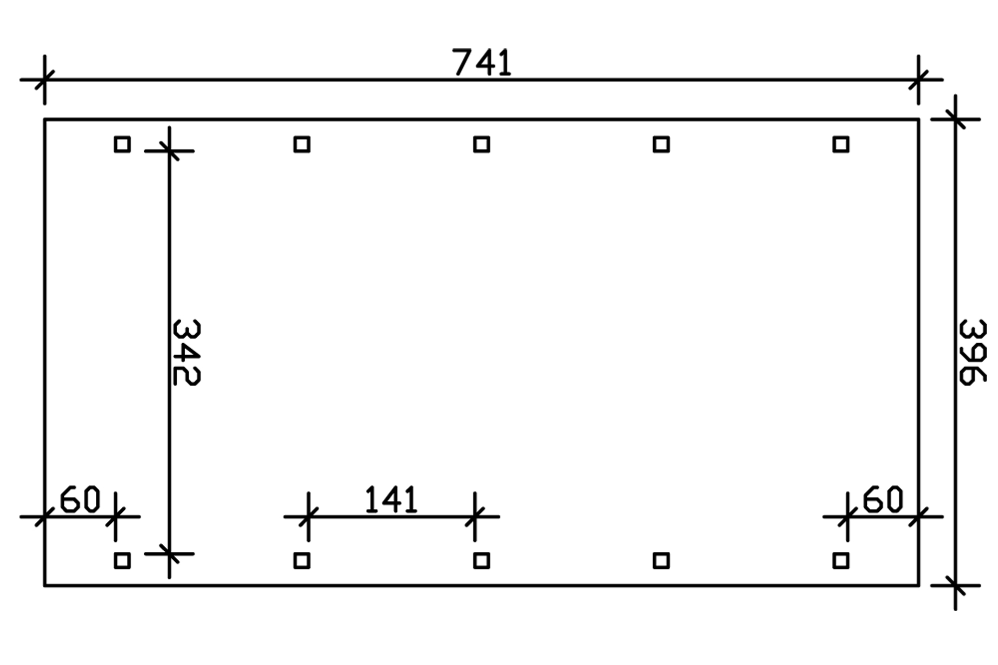 Grafik (Grundriss): Carport Spreewald 396 x 741 cm