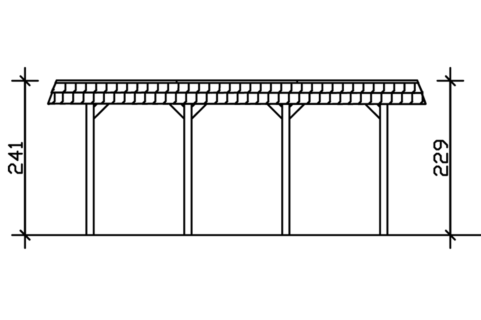 Grafik (Schnitt): Carport Spreewald 345 x 589 cm