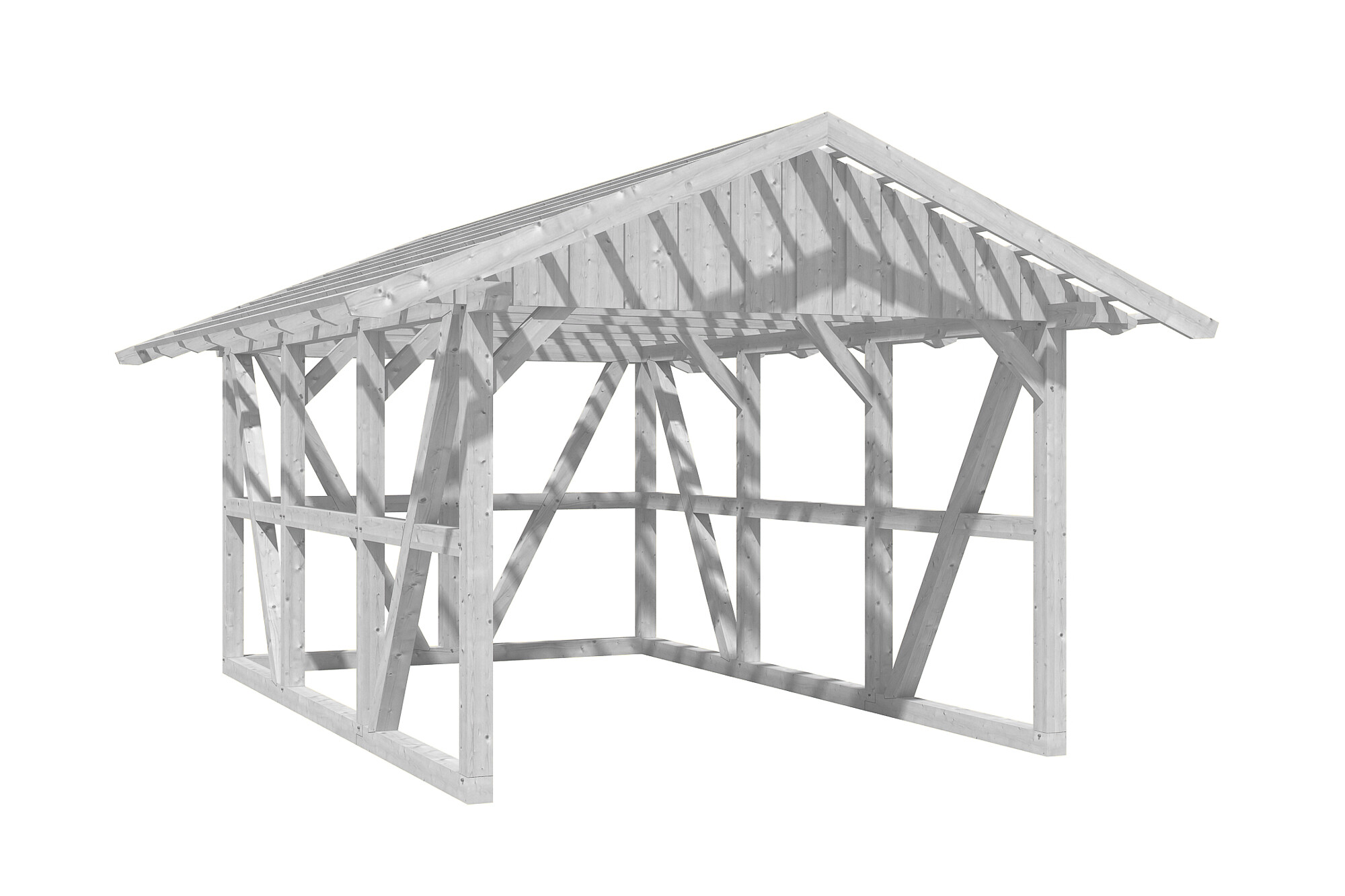 Produktbild: Carport Schwarzwald 424 x 600 cm mit Rückwand, mit Dachlatten, farblich behandelt in weiß