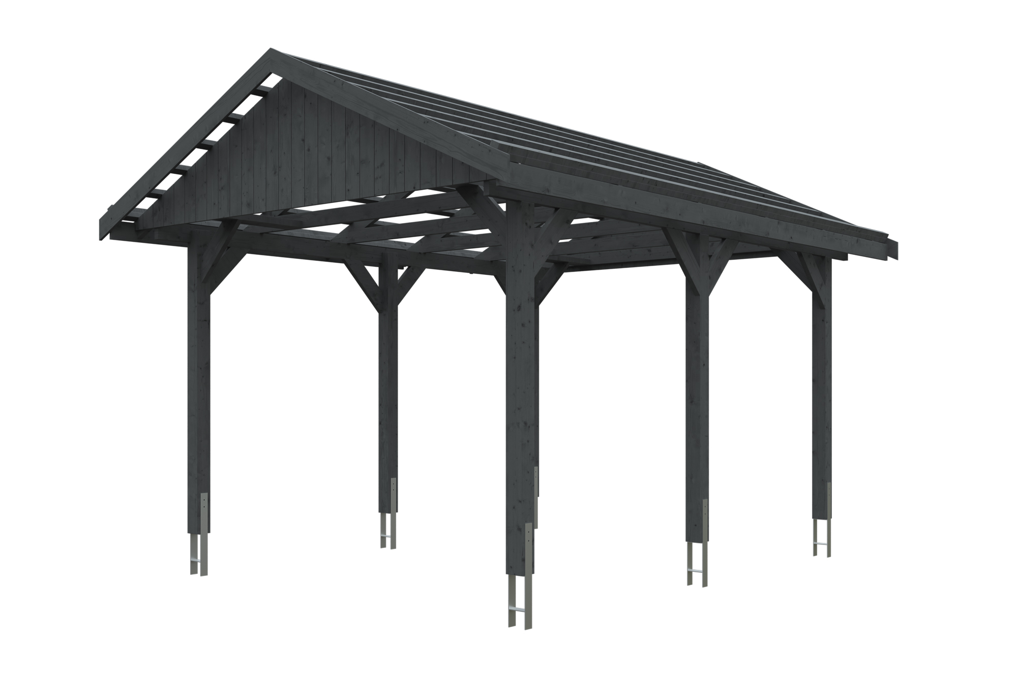 Produktbild: Carport Wallgau 380 x 500 cm, mit Dachlatten, farblich behandelt in schiefergrau