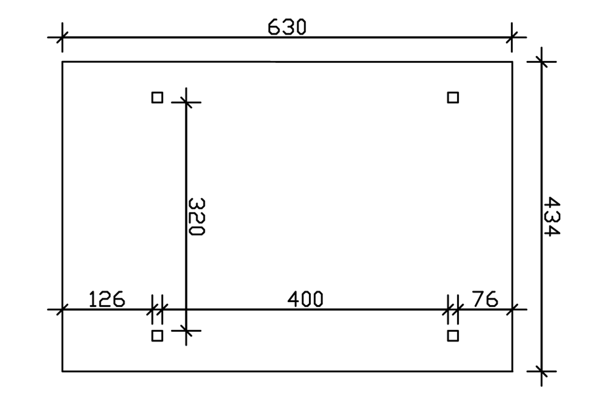 Grafik (Grundriss): Carport Schwaben 434 x 630 cm