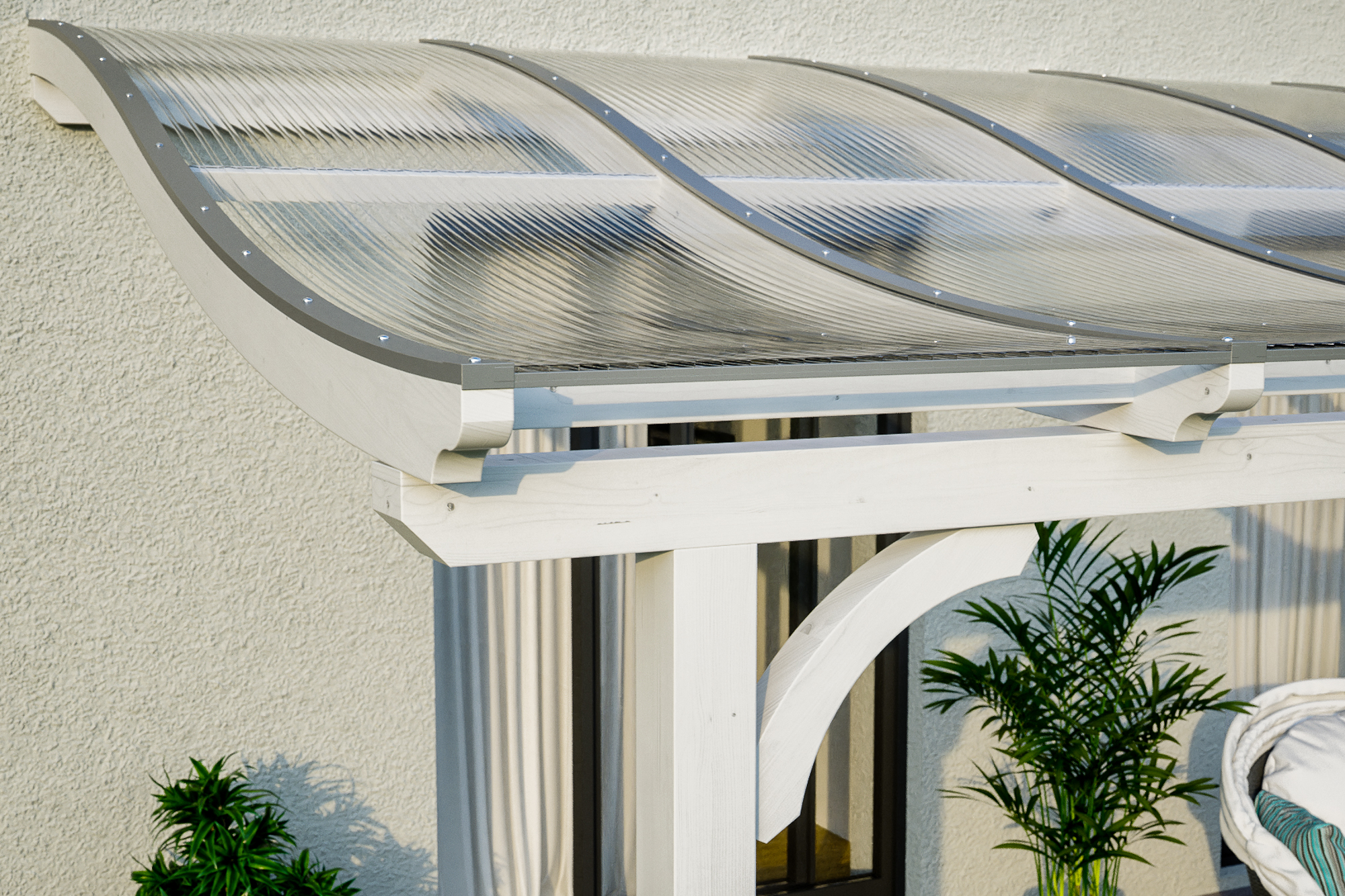 Terrasoverkapping Venezia 434 x 239 cm, gelamineerd hout, gelakt in wit
