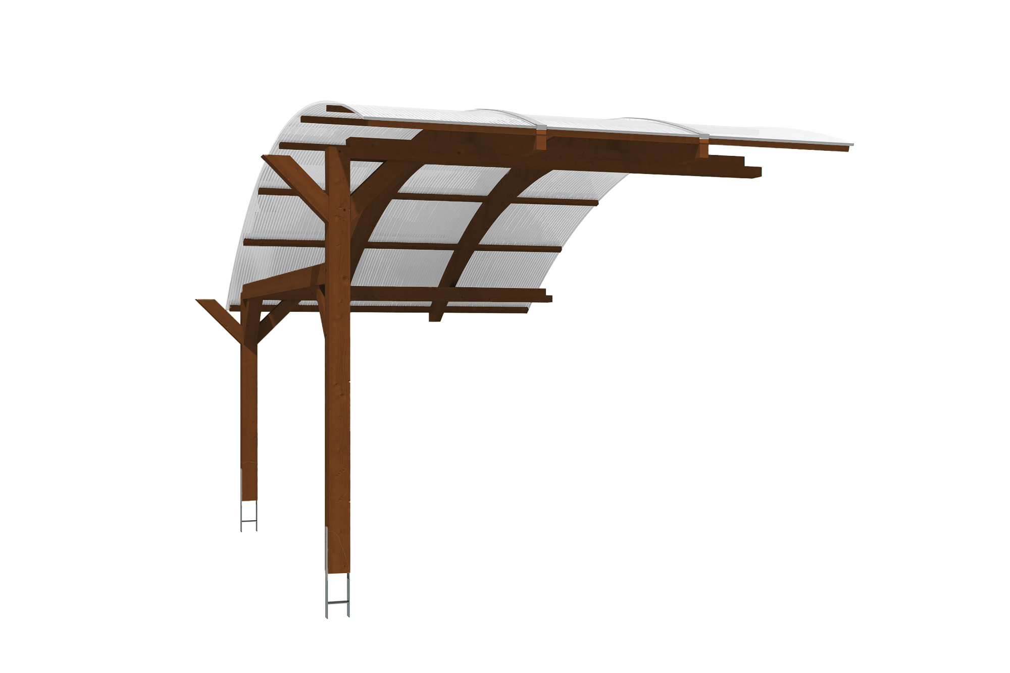 Produktbild: Carport Schwaben (Stellplatzerweiterung) 299 x 630 cm, farblich behandelt in nussbaum