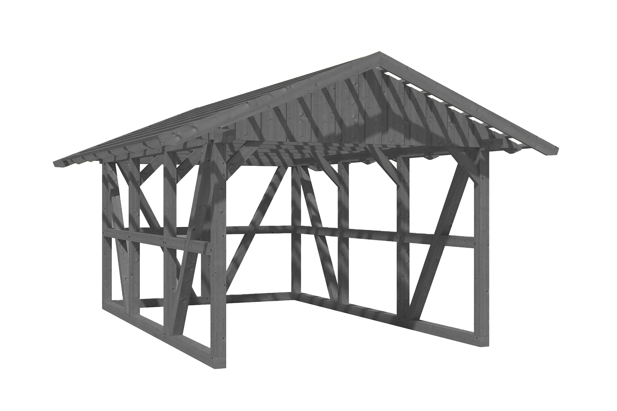Carport Schwarzwald 424 x 600 cm mit Rückwand, schiefergrau, mit Dachlattung