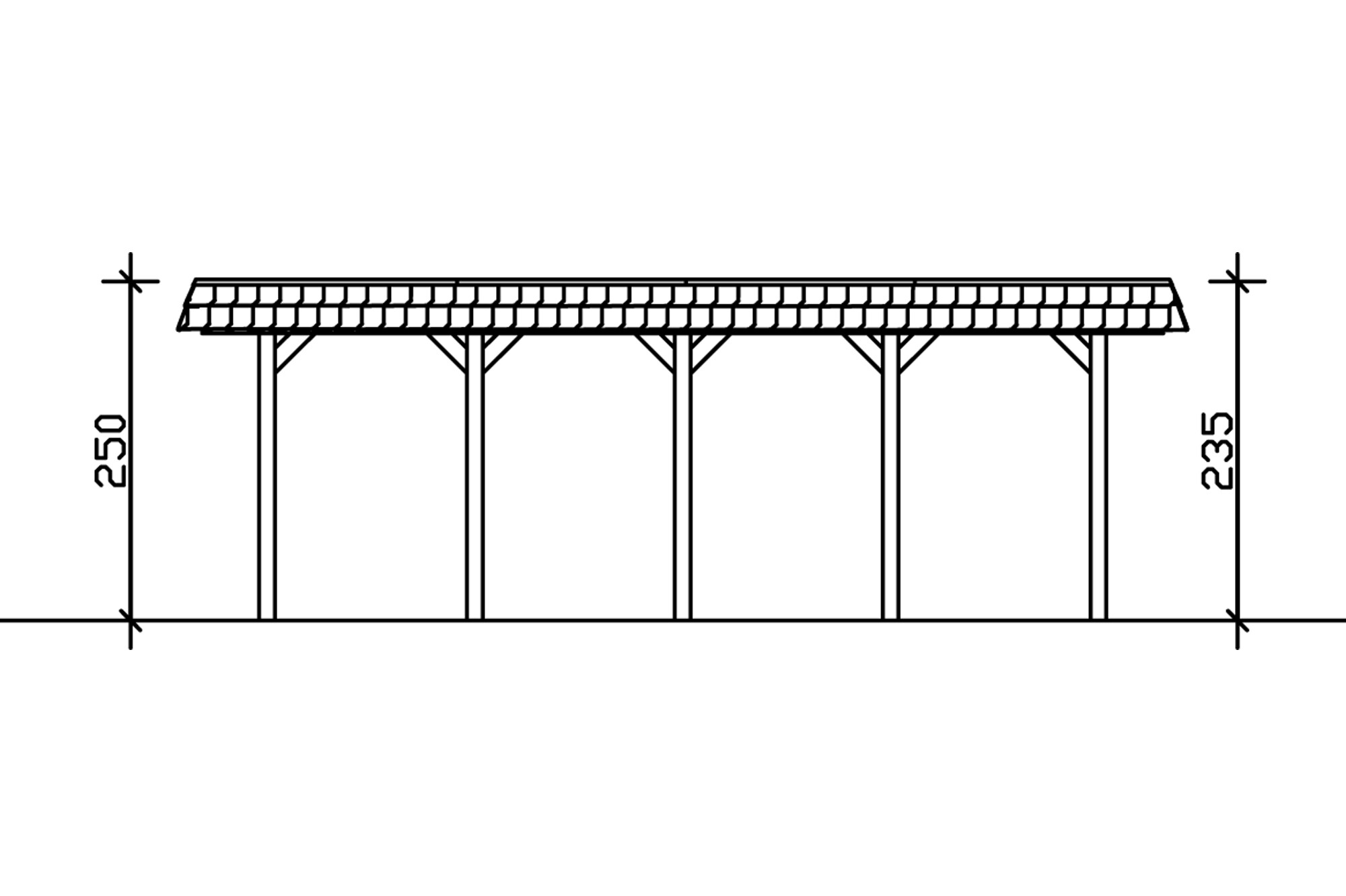 Carport Spreewald 585 x 741 cm mit Aluminiumdach, schwarze Blende