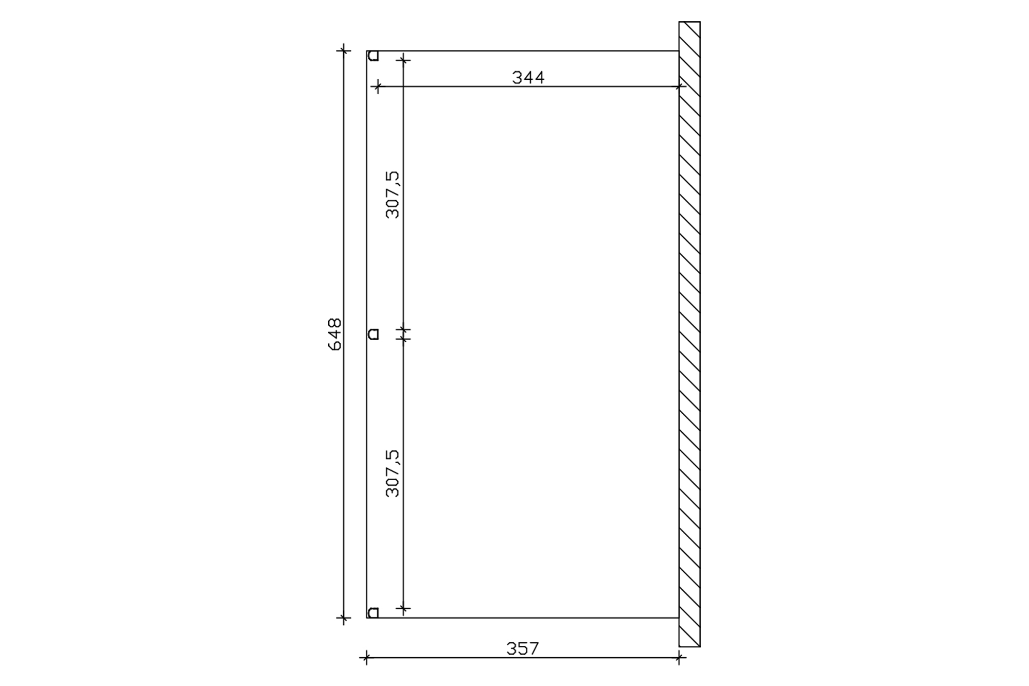 Grafik (Grundriss): Terrassenüberdachung Garda 648x357 cm