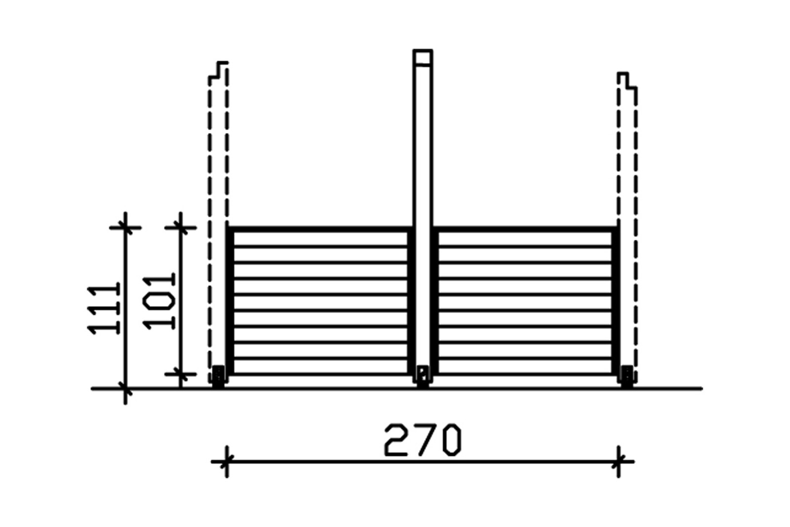 Balustrade TOULOUSE 270 x 106 cm, bois d'épinette, traitement coloré noyer