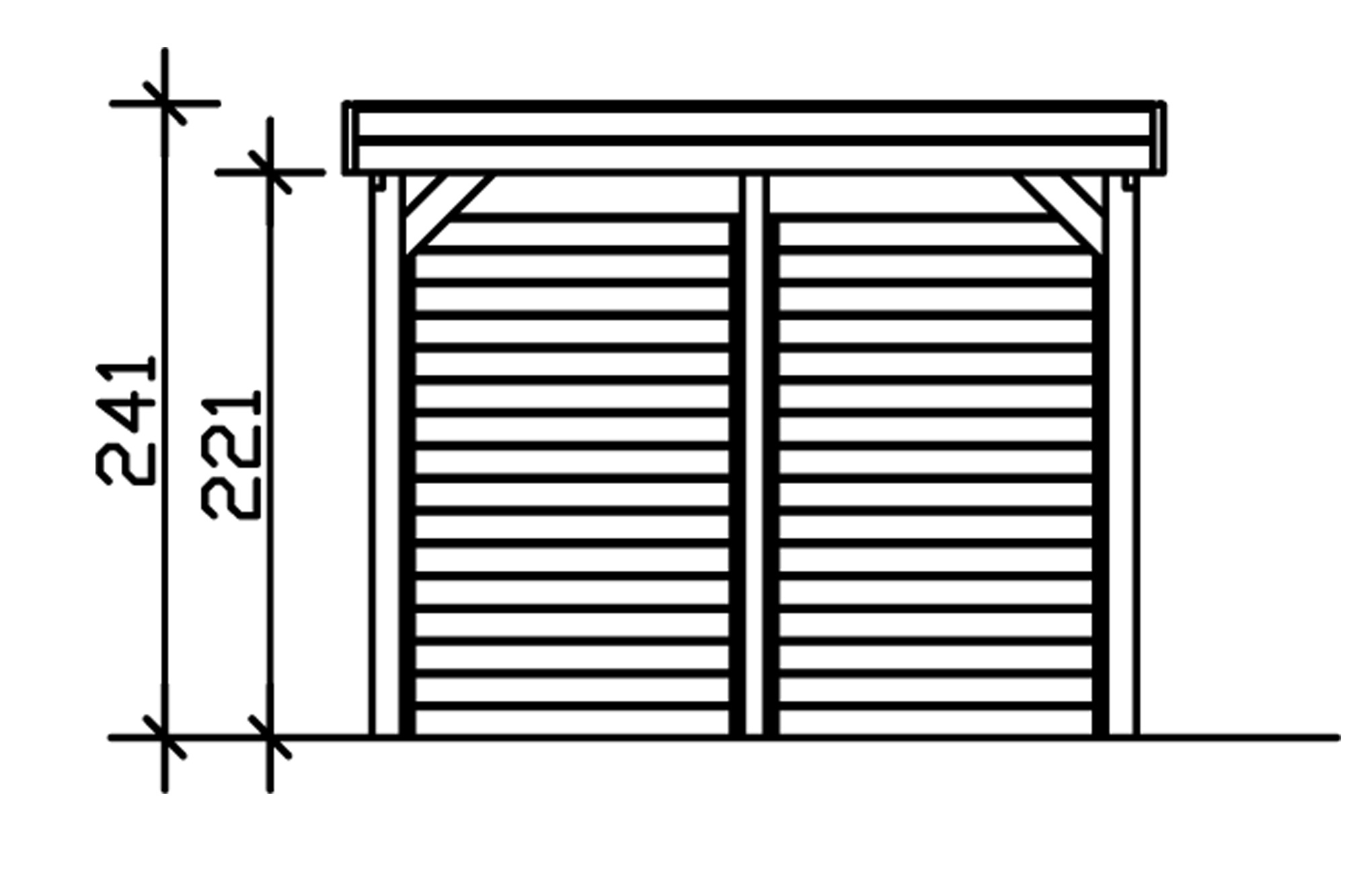 Grafik (Vorderansicht): Carport Friesland 314 x 555 cm mit Seiten- und Rückwand