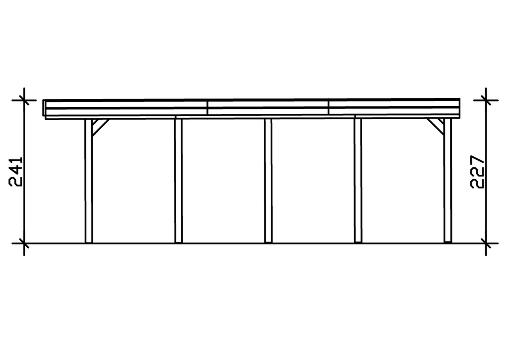 Carport Friesland 314 x 708 cm, groen geïmpregneerd, met Aluminium dakplaten