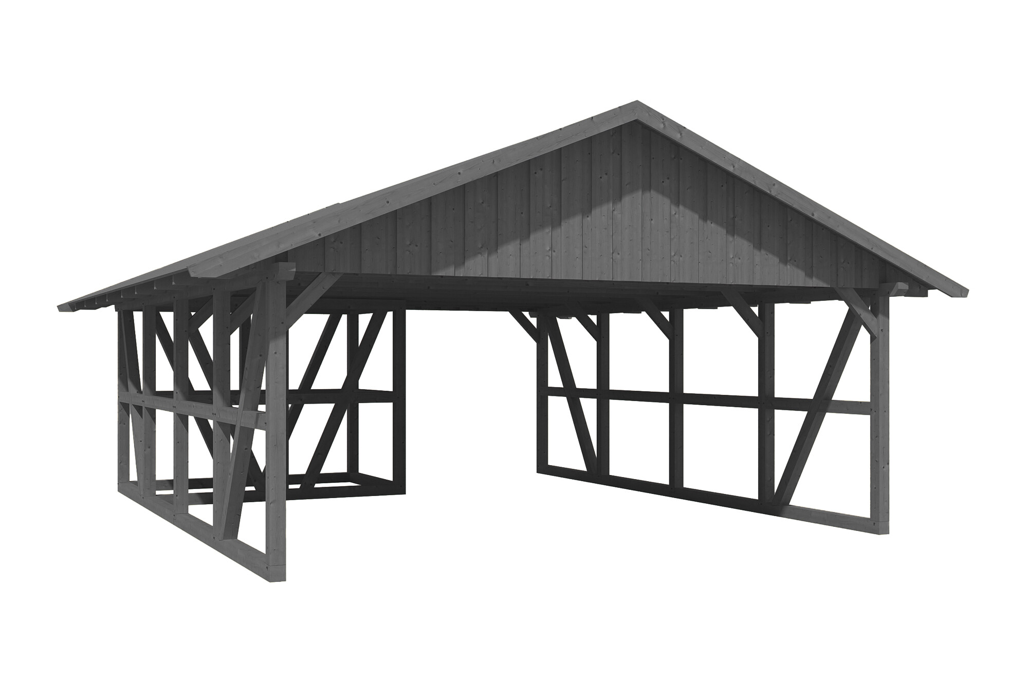 Carport Schwarzwald 684 x 772 cm mit Abstellraum 1, schiefergrau, mit Dachschalung