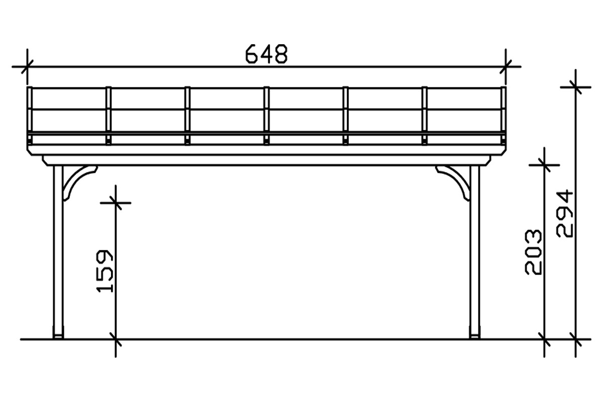 Pergola adossée VERONA 648x239cm, bois lamellé-collé, traitement coloré anthracite