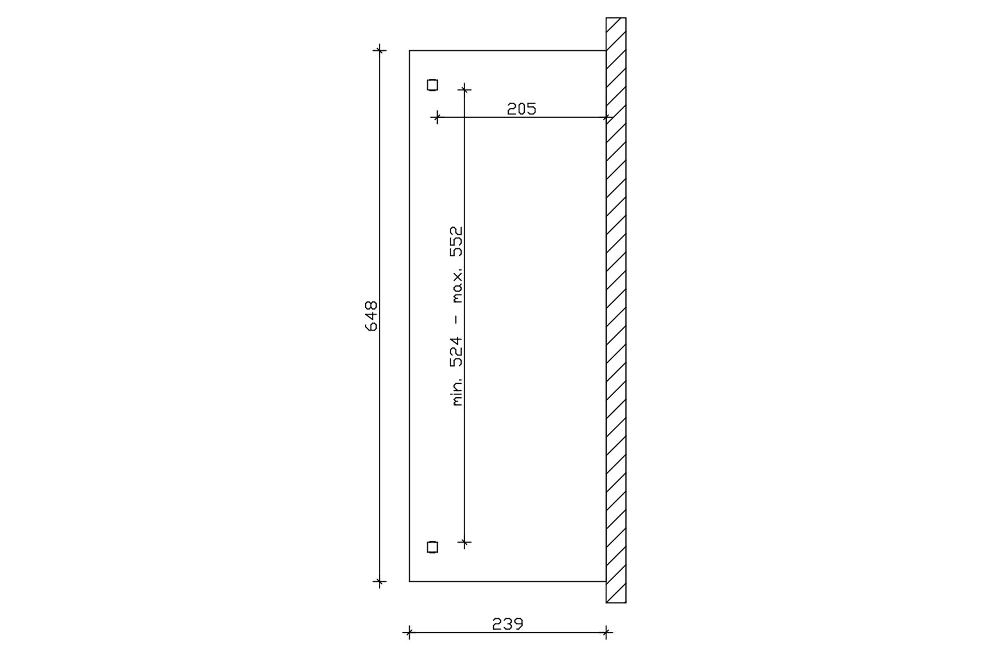 Grafik (Grundriss): Terrassenüberdachung Verona 648x239 cm