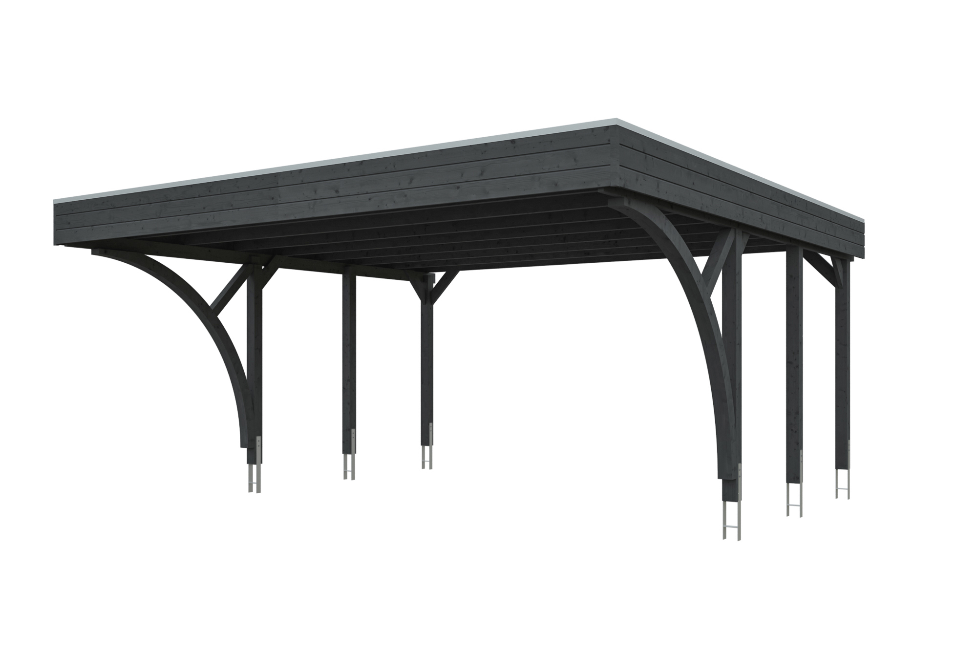 Carport Friesland Set H, 546 x 555 cm, mit zwei Einfahrtsbögen, schiefergrau
