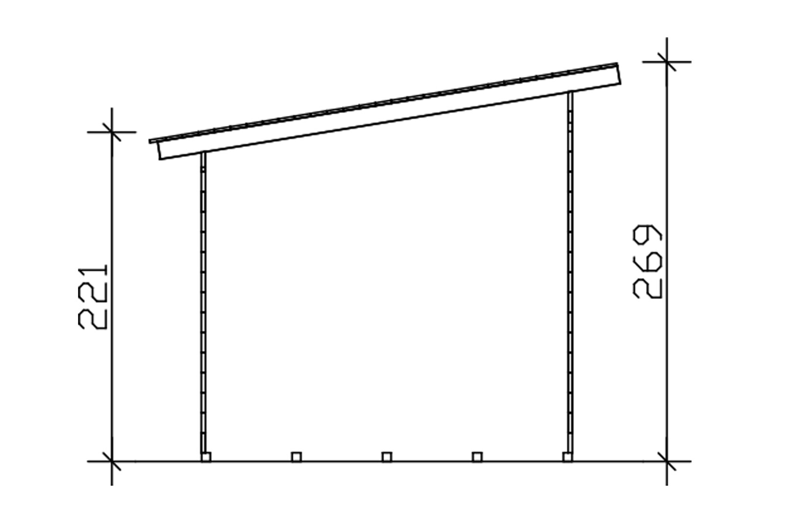 Log cabin Namur, 690 x 250 cm, slate-grey