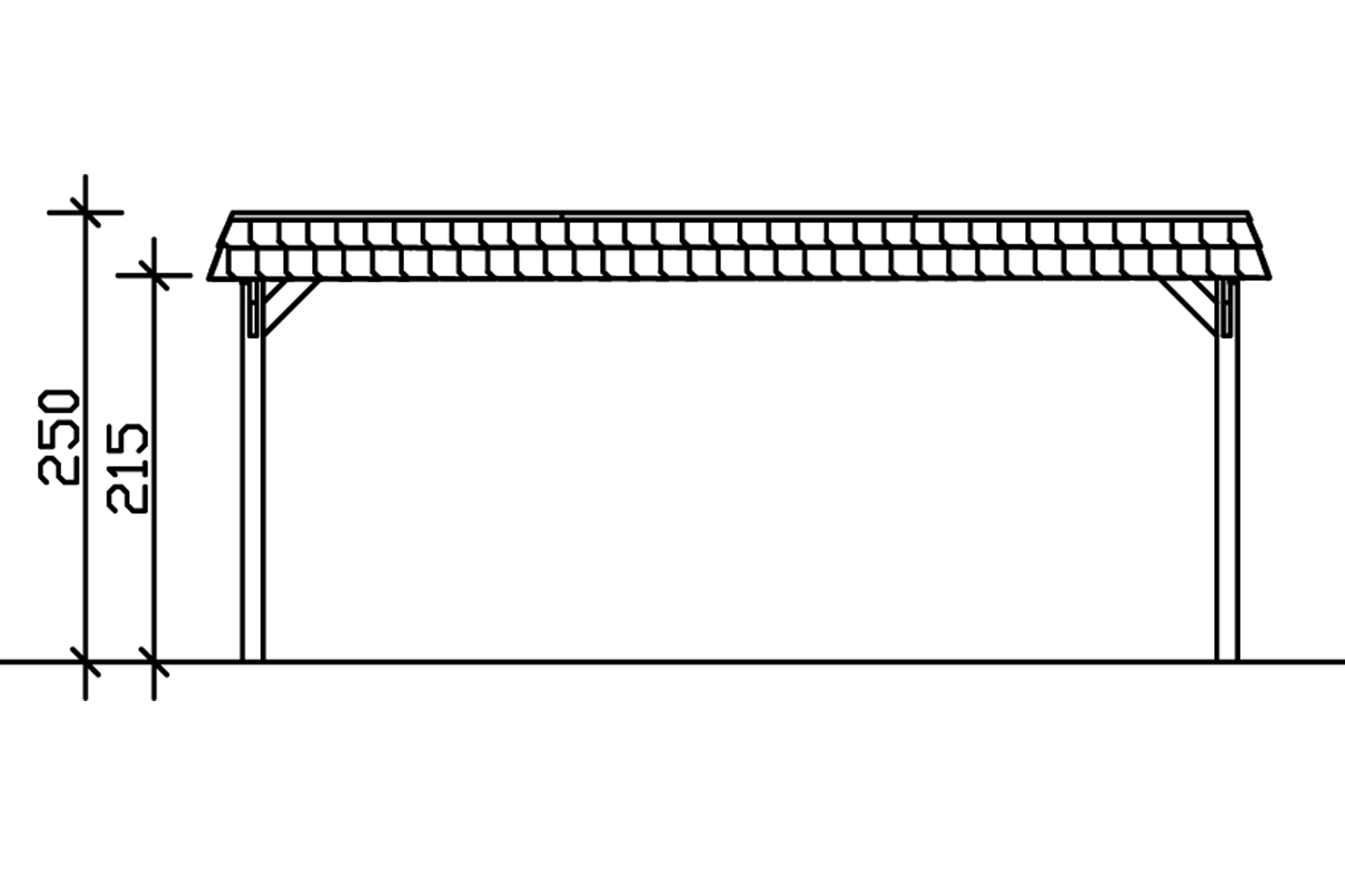 Grafik (Vorderansicht): Carport Spreewald 585 cm Breite