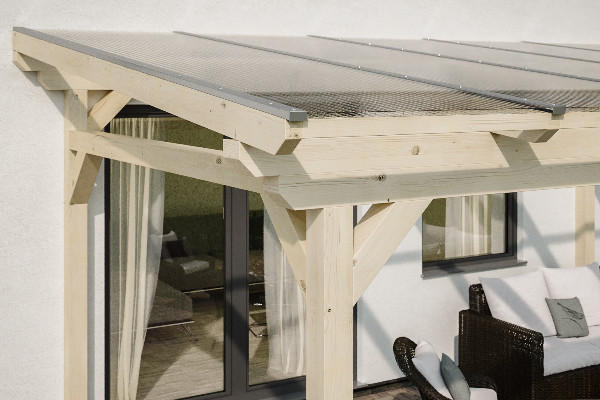 Terrasoverkapping Sanremo 541 x 250 cm, gelamineerd hout, onbehandeld