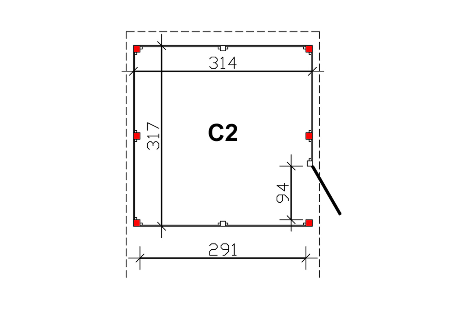 Abstellraum C2, 314x317cm, Profilschalung,  nussbaum