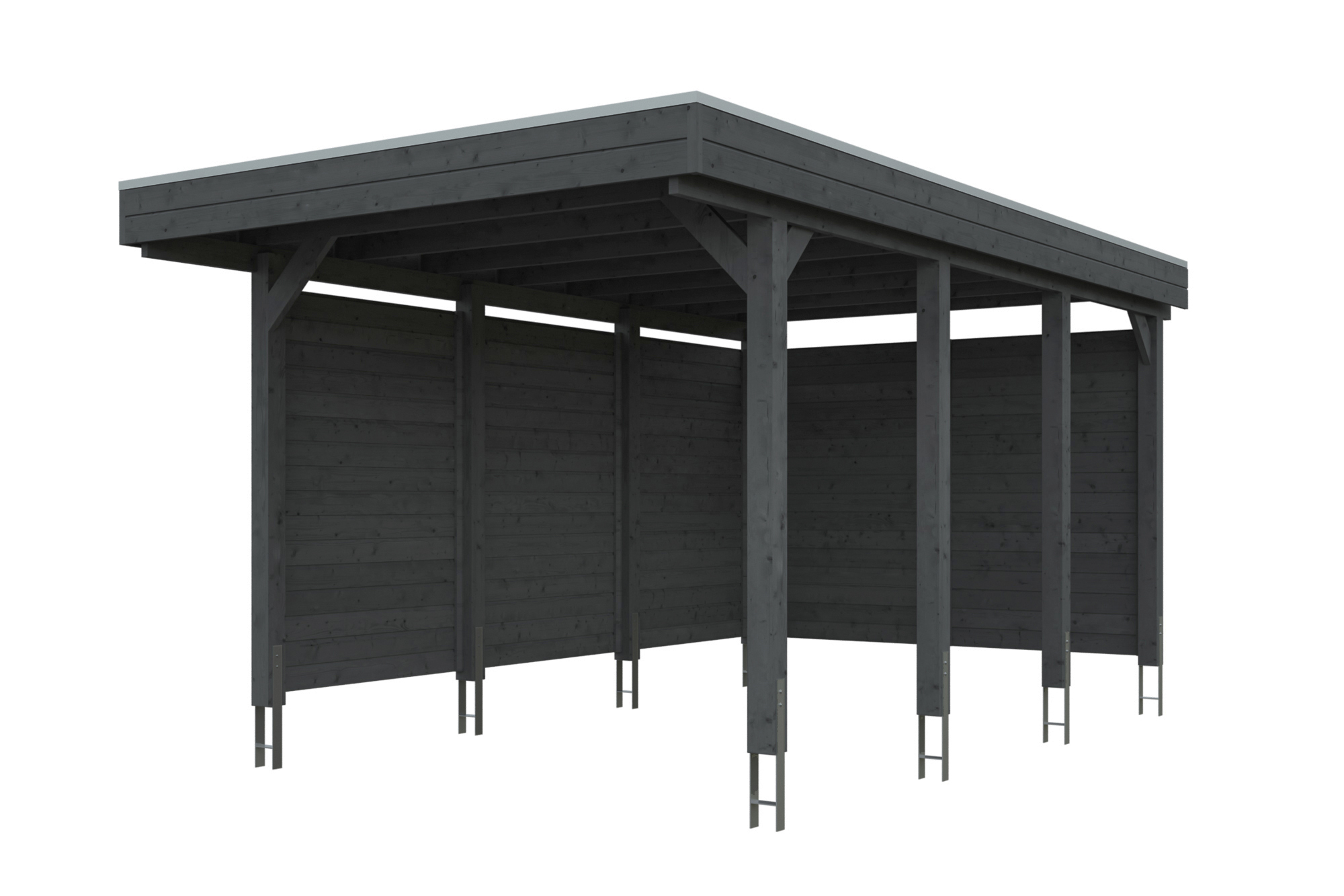 Carport Friesland Set A, 320 x 555 cm, mit Seiten- und Rückwand, schiefergrau