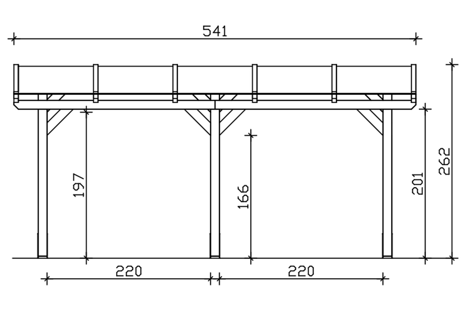 Terrace roof Siena 541 x 300 cm, glulam, untreated