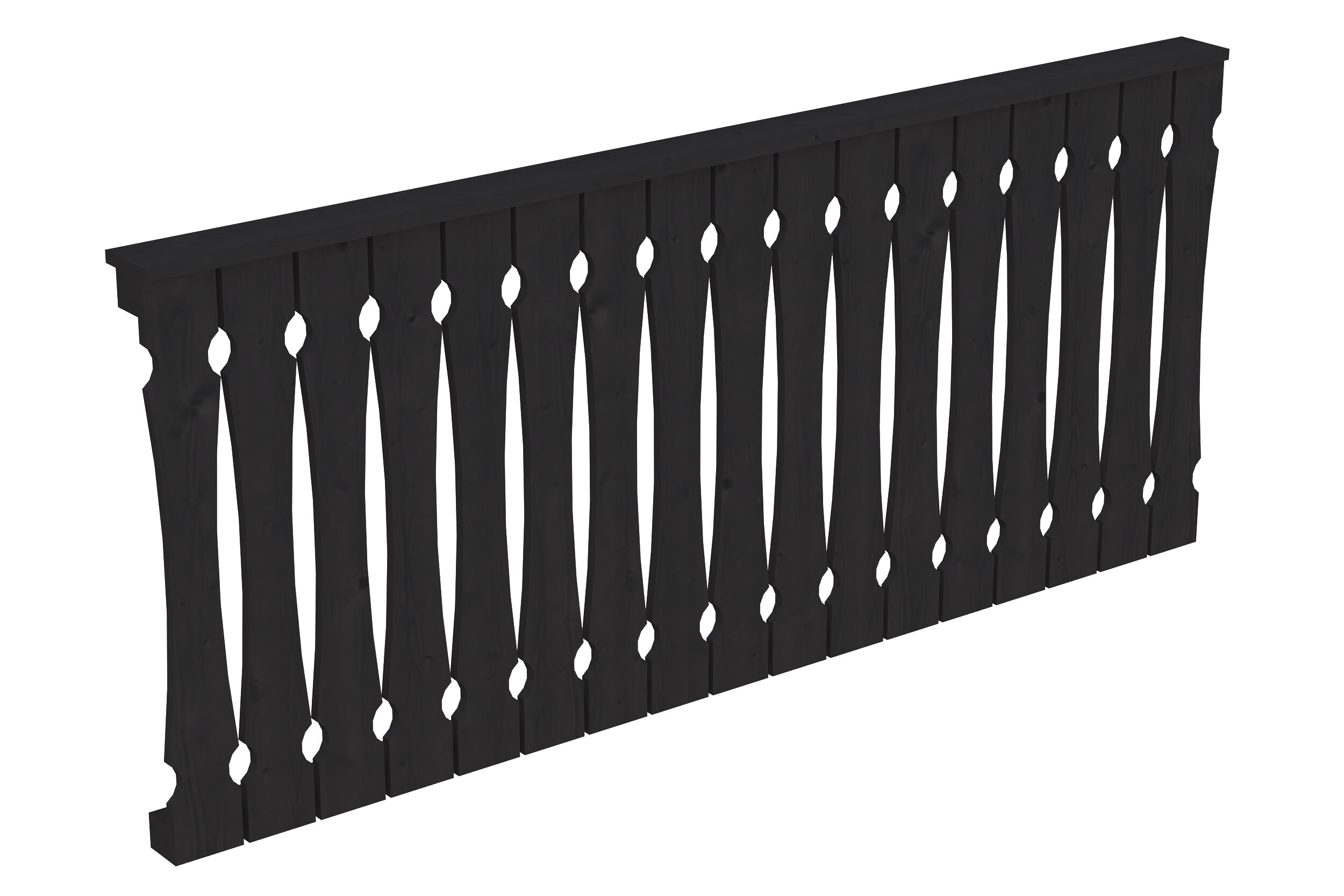 Balustrade panneau ajouré 220 x 96 cm, bois d'épinette, traitement coloré anthracite