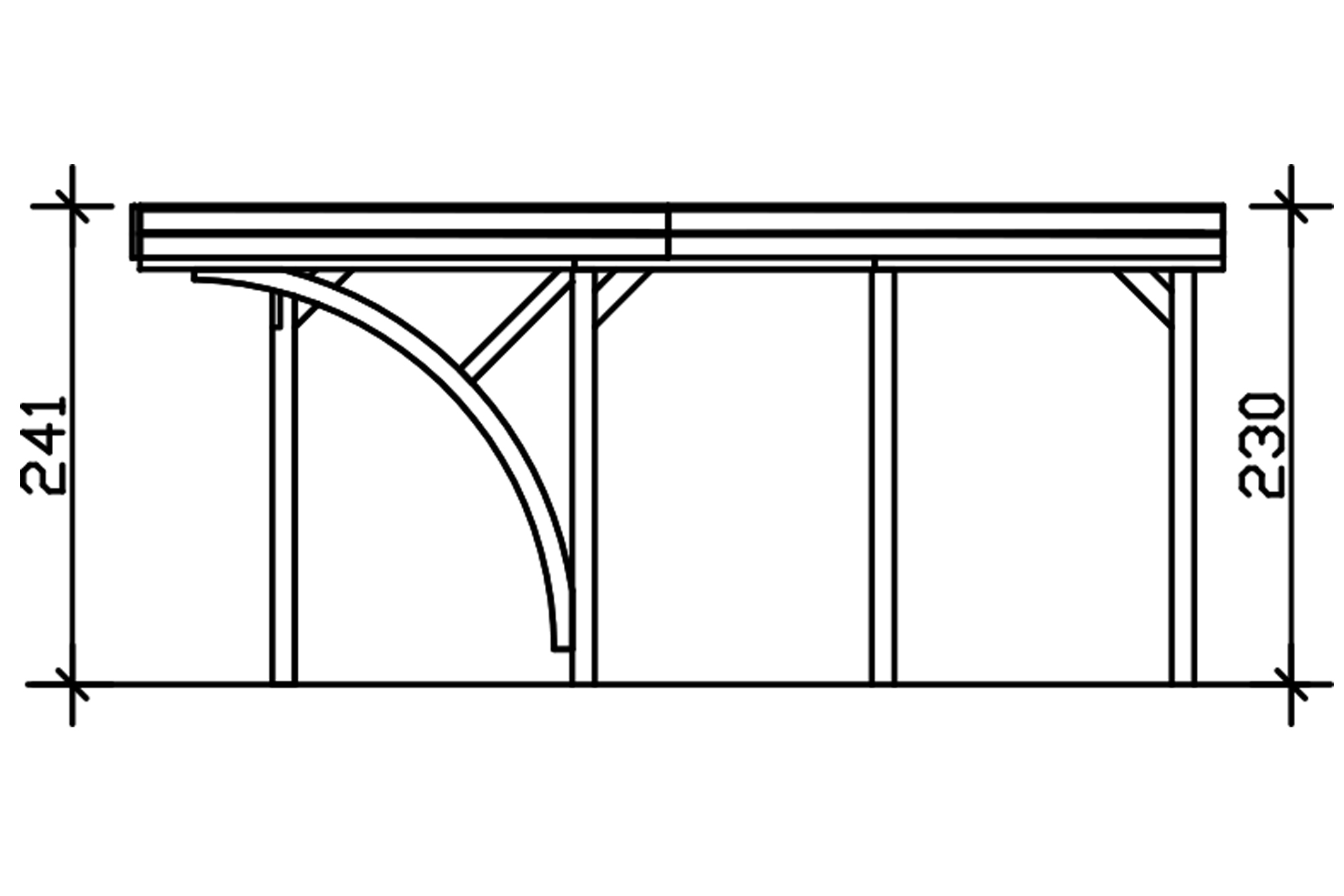 Carport Friesland Set E, 320 x 555 cm, mit einem Einfahrtsbogen, grün imprägniert