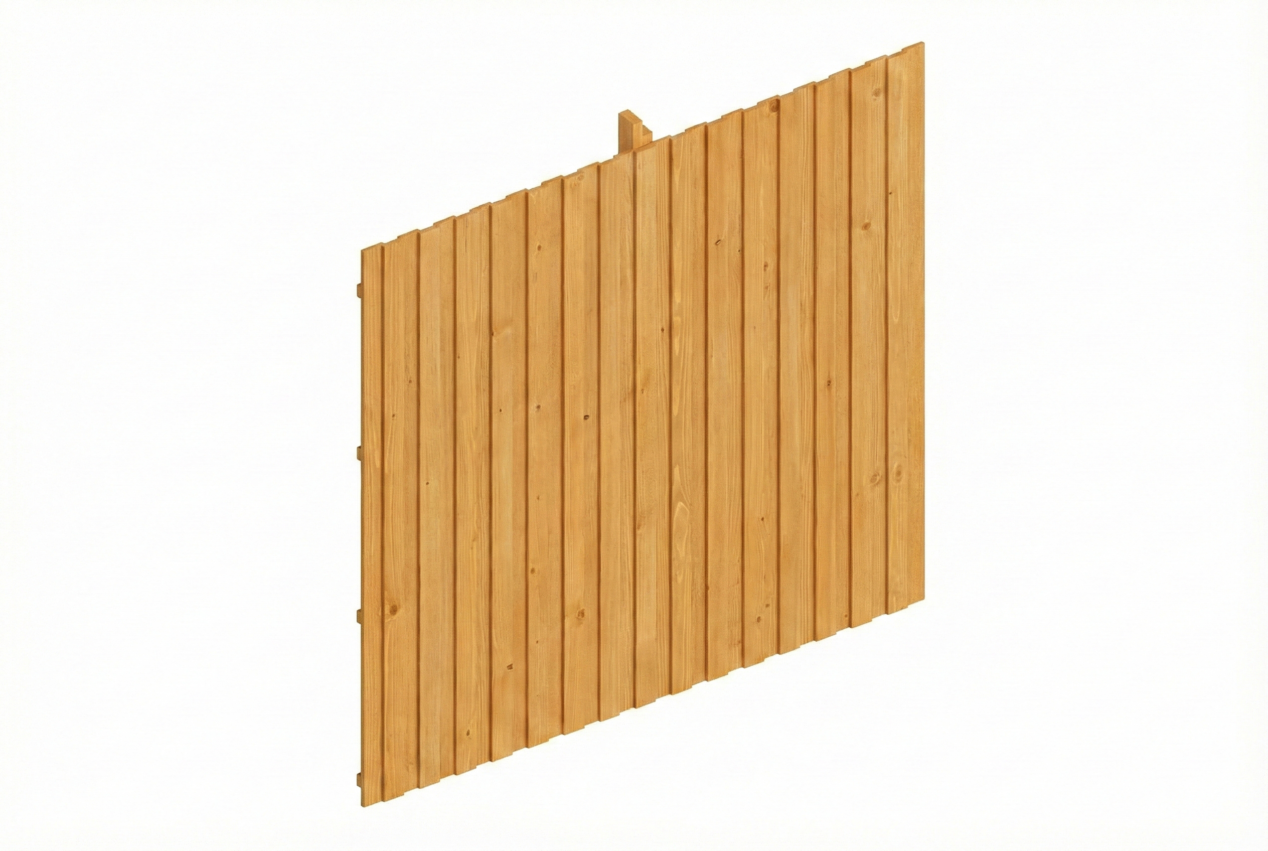 paroi arrière panneaux à lattes verticales 362 x 330 cm, épicéa, chêne clair