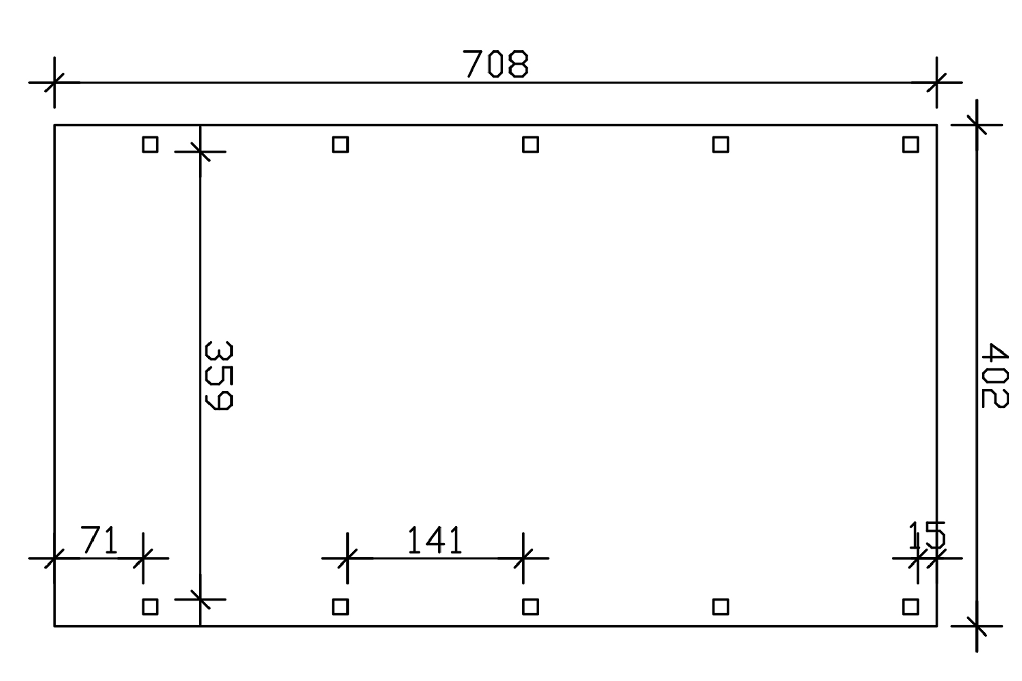 Carport Friesland 402 x 708 cm, avec panneaux de toit en acier, noyer