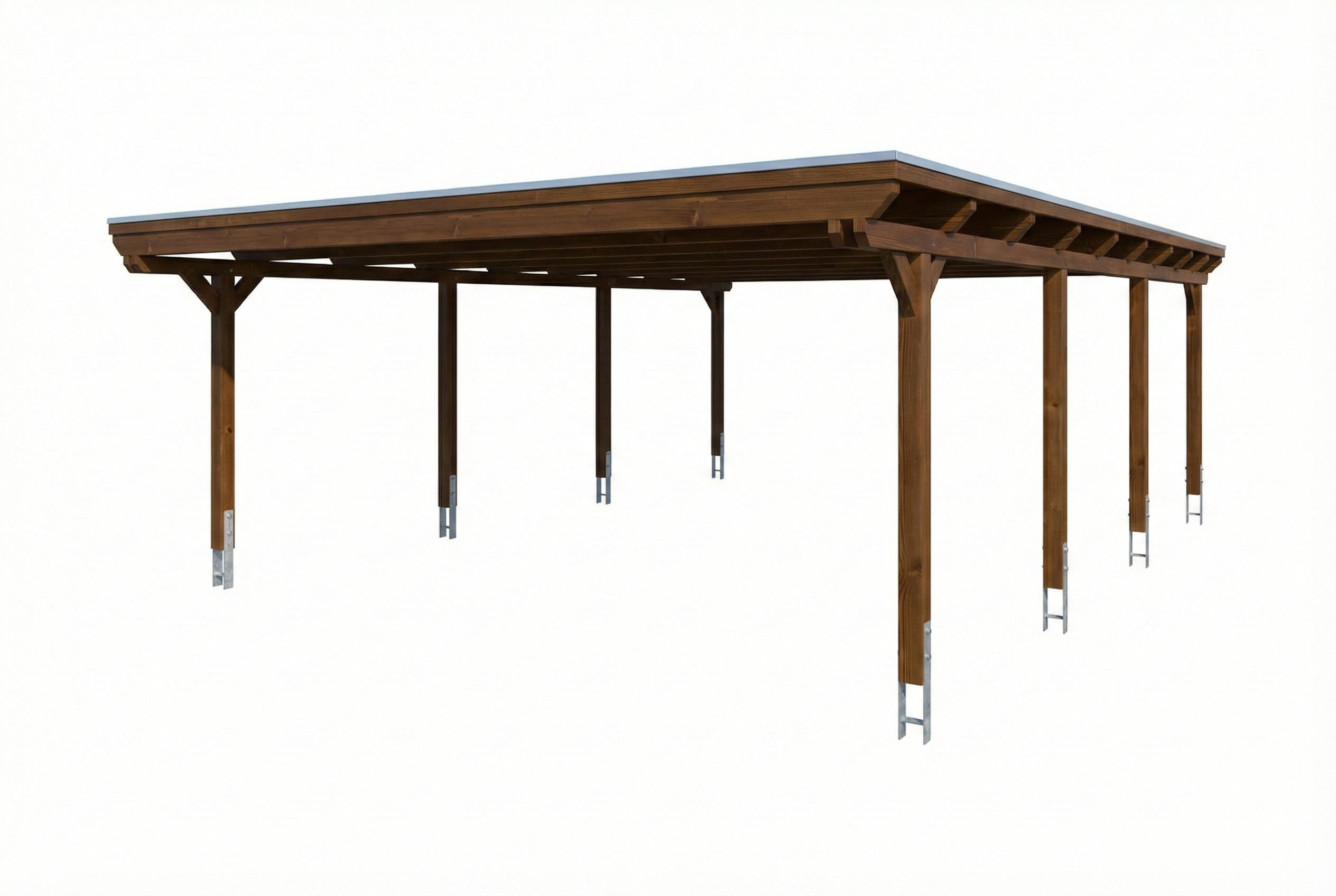 Carport Emsland 609 x 846 cm met EPDM dak, notenhout