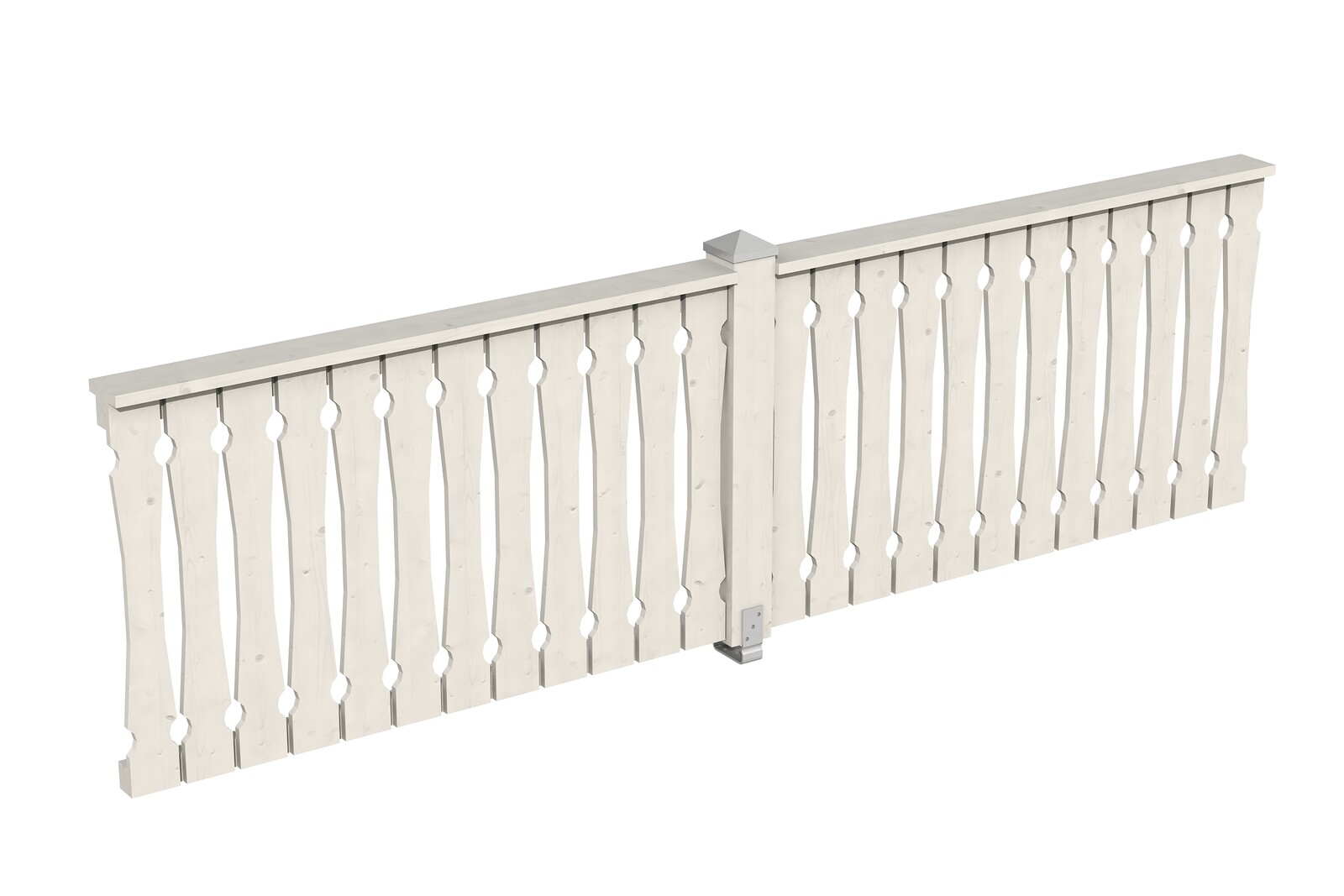 Balustrade panneau ajouré 335 x 96 cm, bois d'épinette, traitement coloré blanc