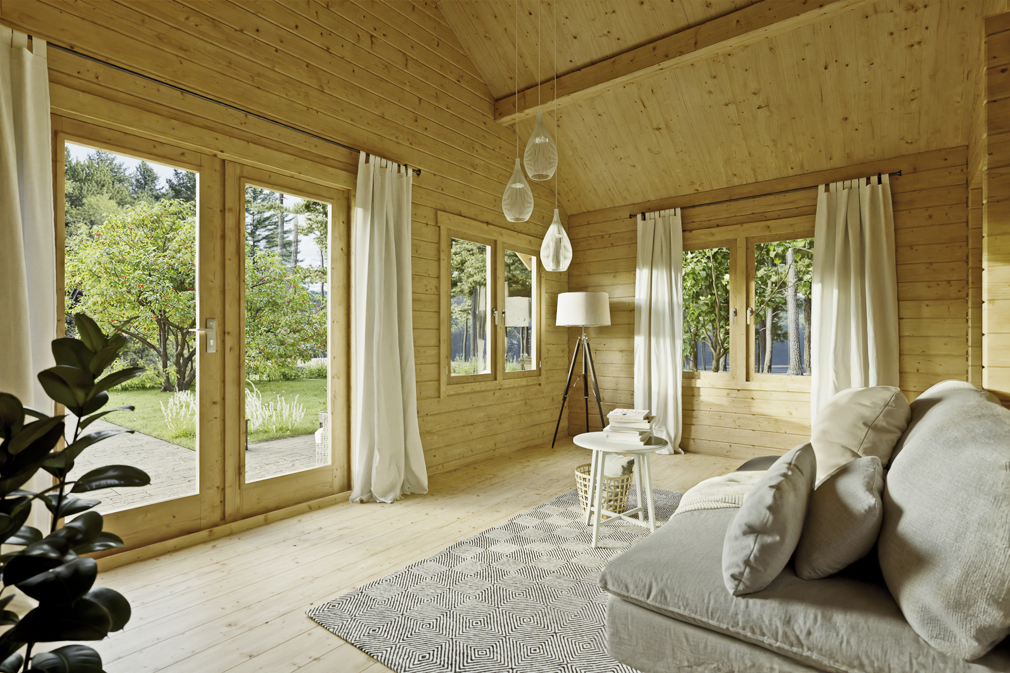 Cabane en rondins Québec 500 x 595 cm, couleur naturelle