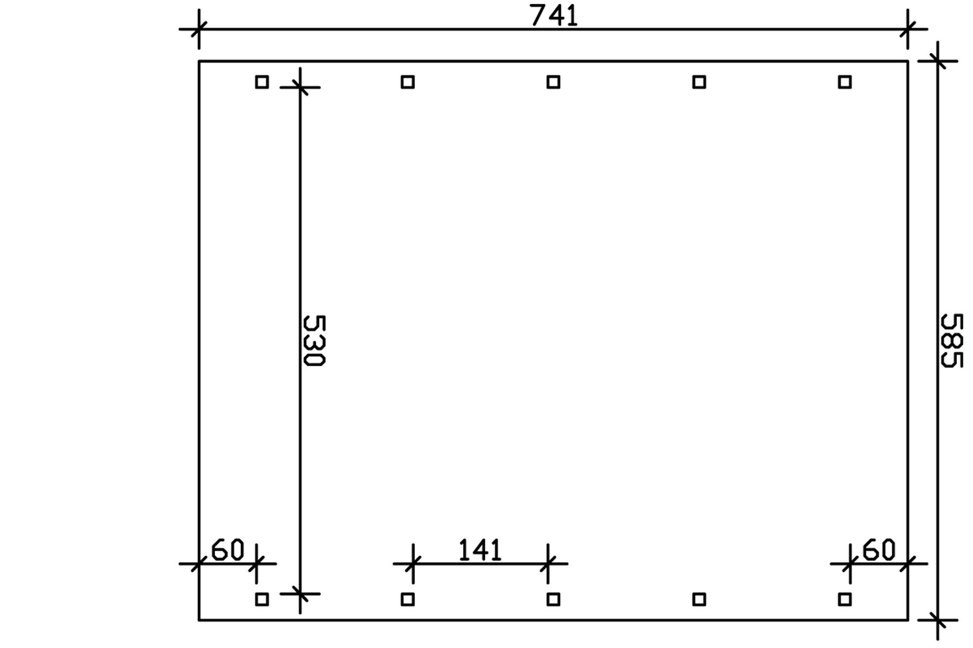 Carport Spreewald 585 x 741 cm mit Aluminiumdach, schwarze Blende