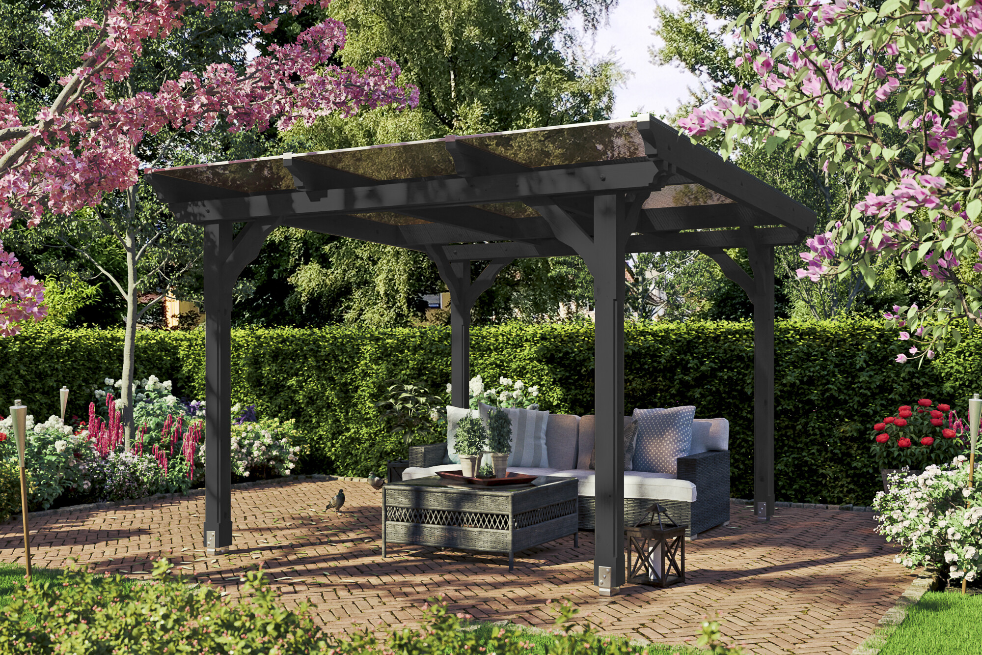 Gazebo Marseille 327x350cm, glulam, pre-treated anthracite