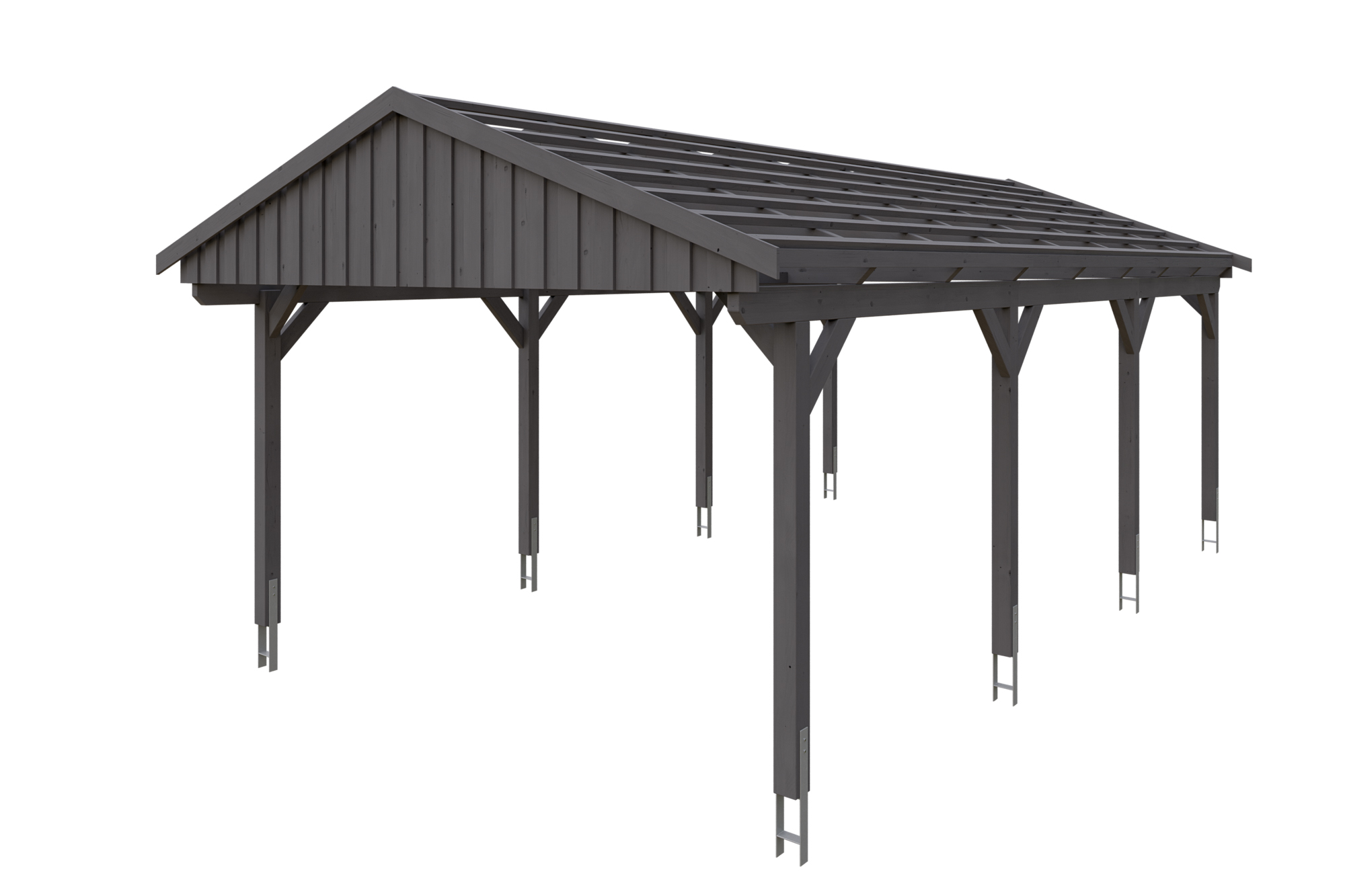 Produktbild: Carport Fichtelberg 423 x 808 cm, farblich behandelt in schiefergrau, mit Dachlatten