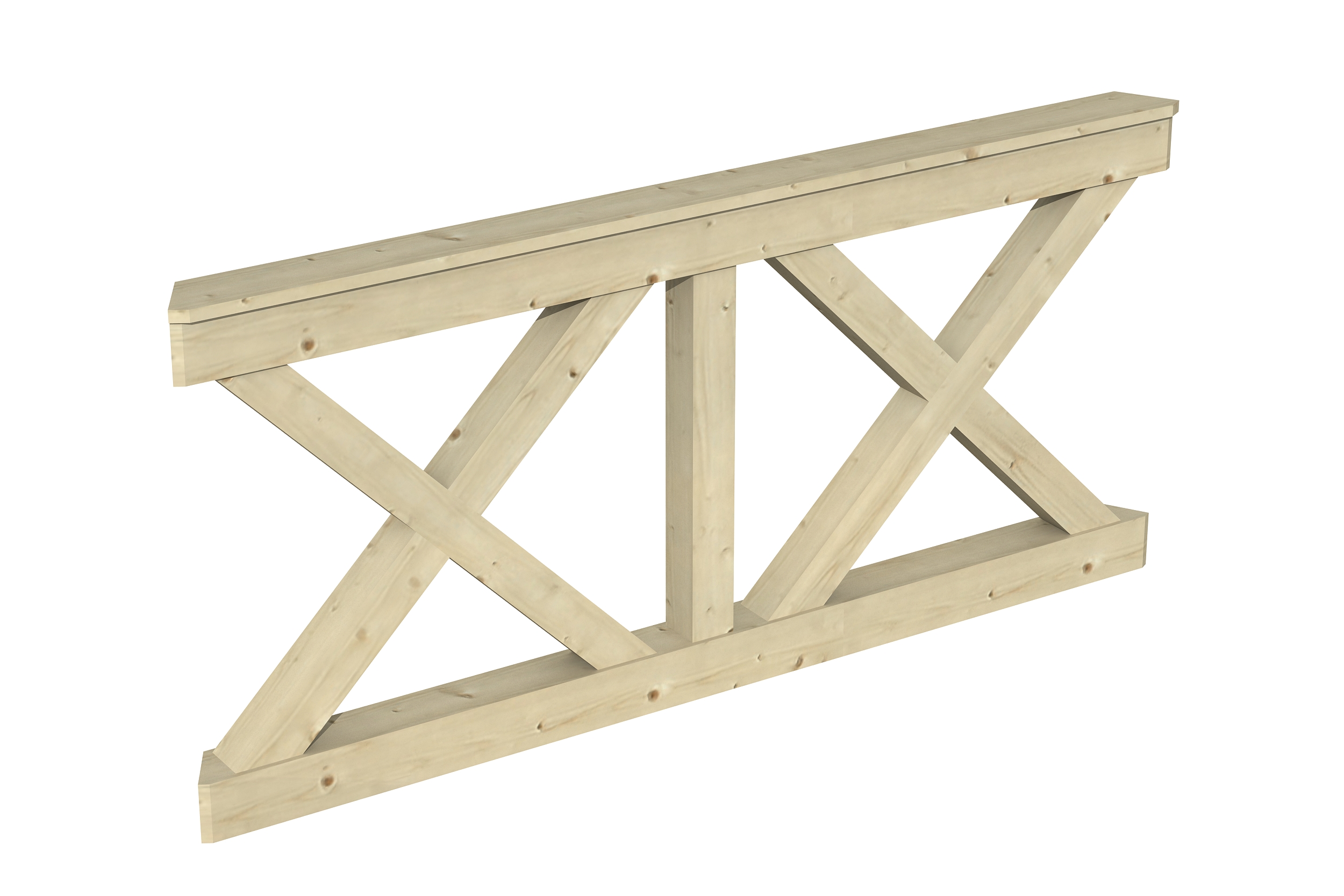 Leuning met andreaskruisen 180 x 84 cm, voor Nice 3, onbehandeld
