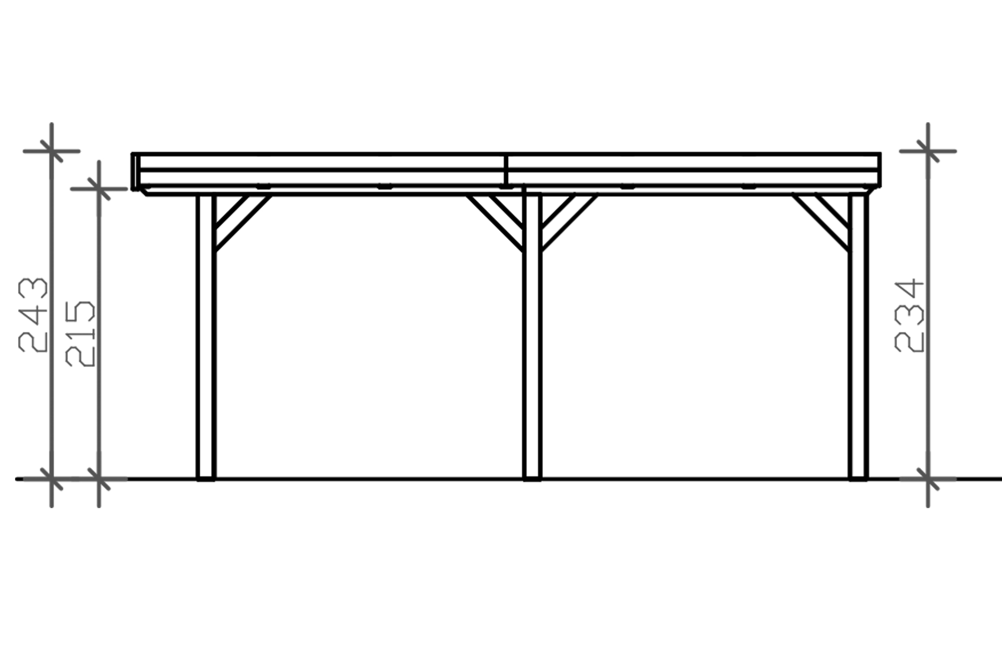 Carport Grunewald 321 x 554 cm mit Aluminiumdach, natur