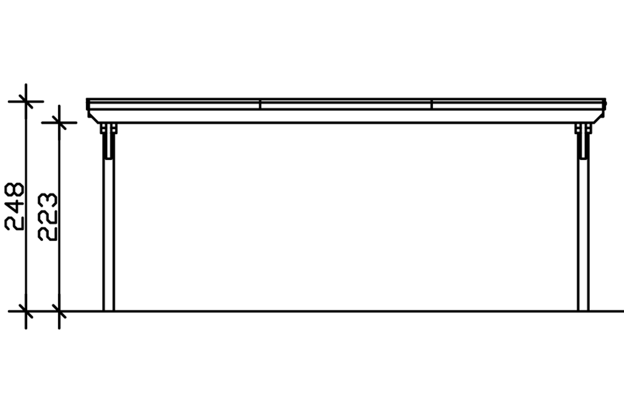 Grafik (Vorderansicht): Carport Emsland 613 cm Breite