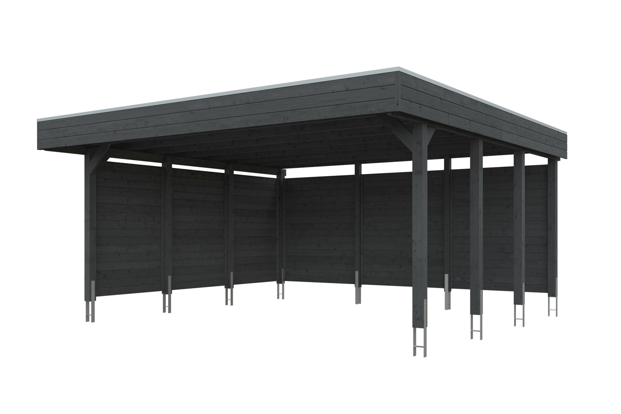 Carport Friesland Set C, 546 x 555 cm, met zij- en achterwand, leigrijs