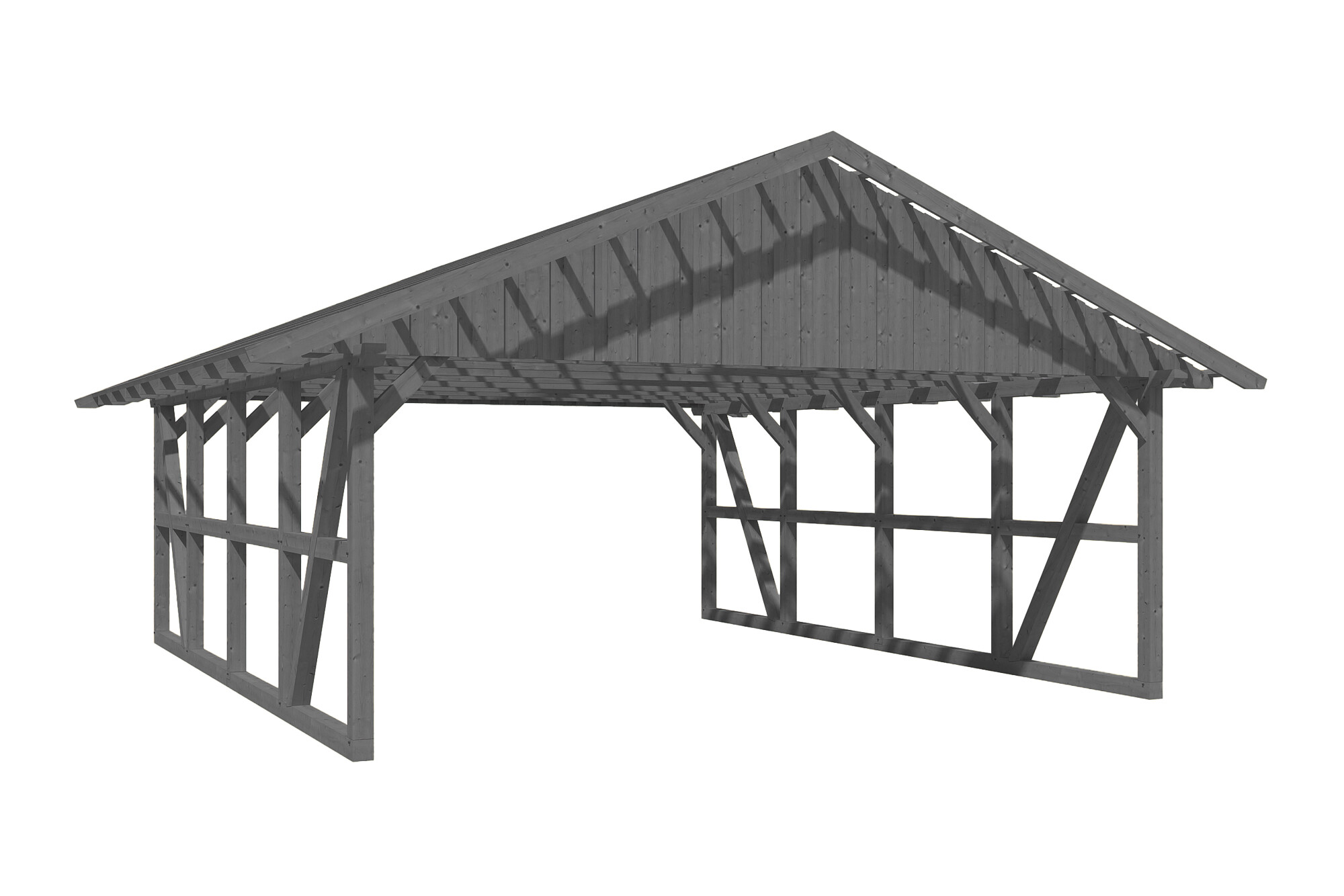 Carport SCHWARZWALD 684x772cm avec lattis, KVH-bois d'épinette, traitement coloré gris ardoise