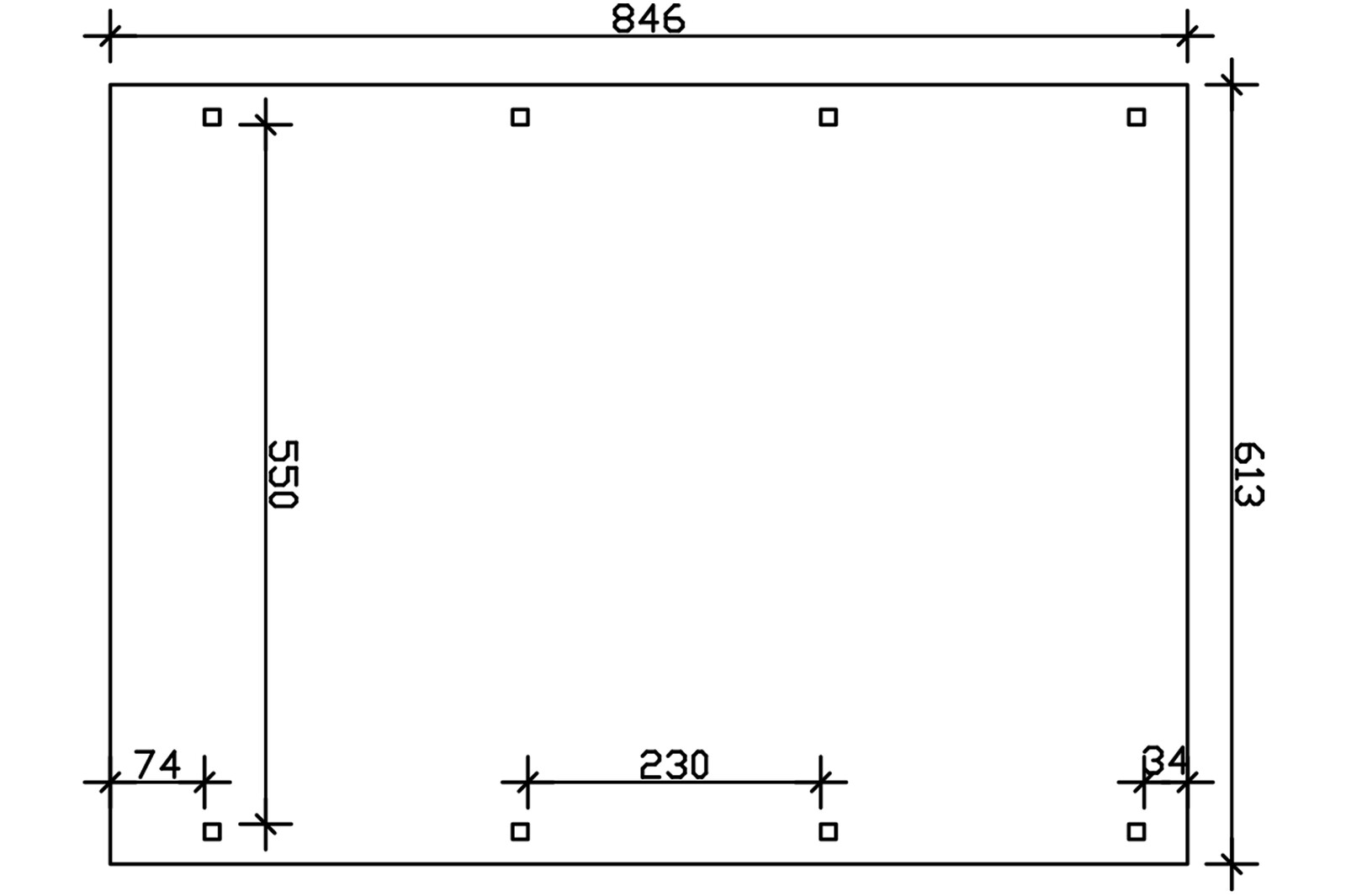 Carport EMSLAND 613x846cm, planches de toit et EPDM, bois lamellé-collé, non traité